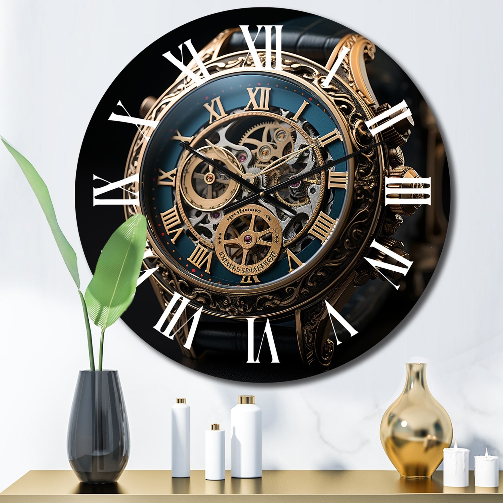 Designart Luxury Watch Diamond Dusk V Fashion Oversized Wall Clock