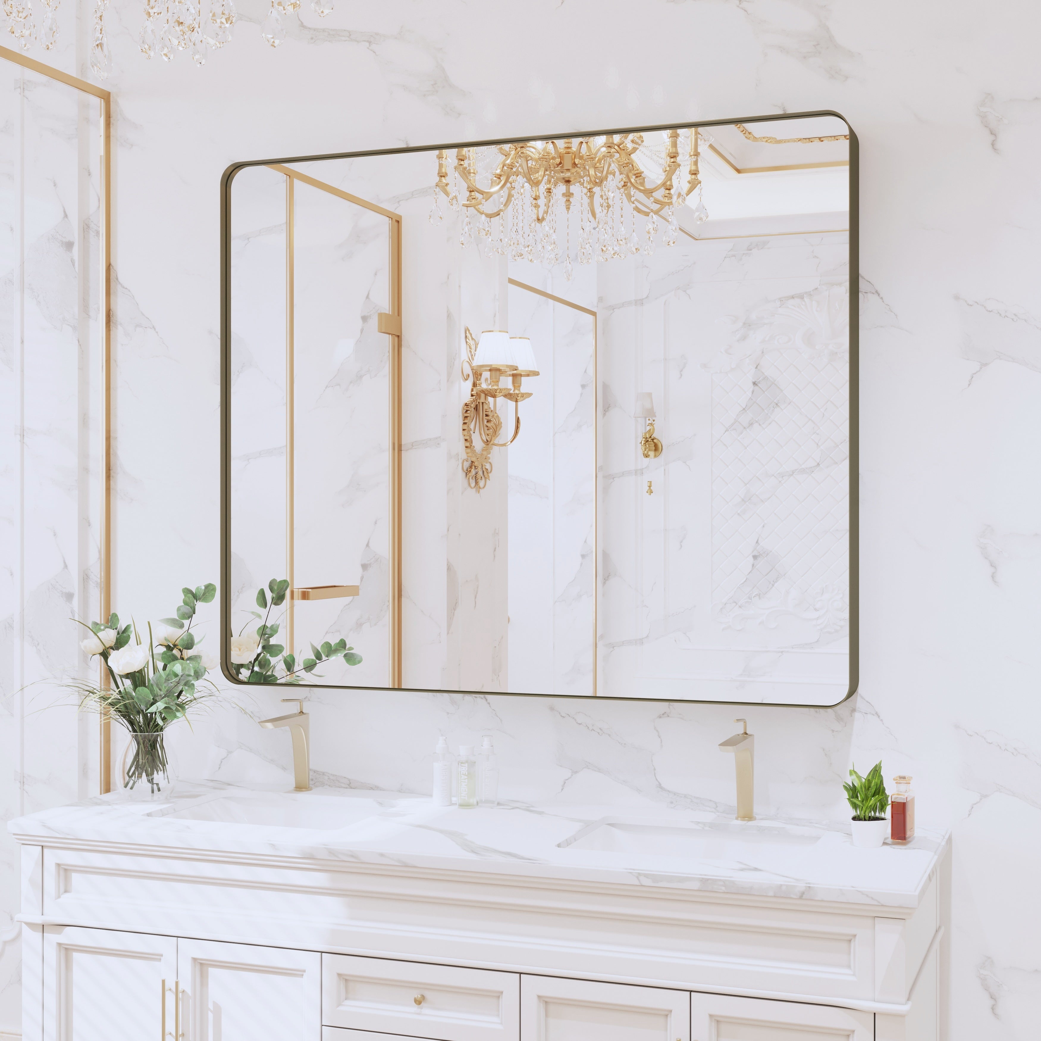 Framed Wall Mounted Bathroom Vanity Mirror