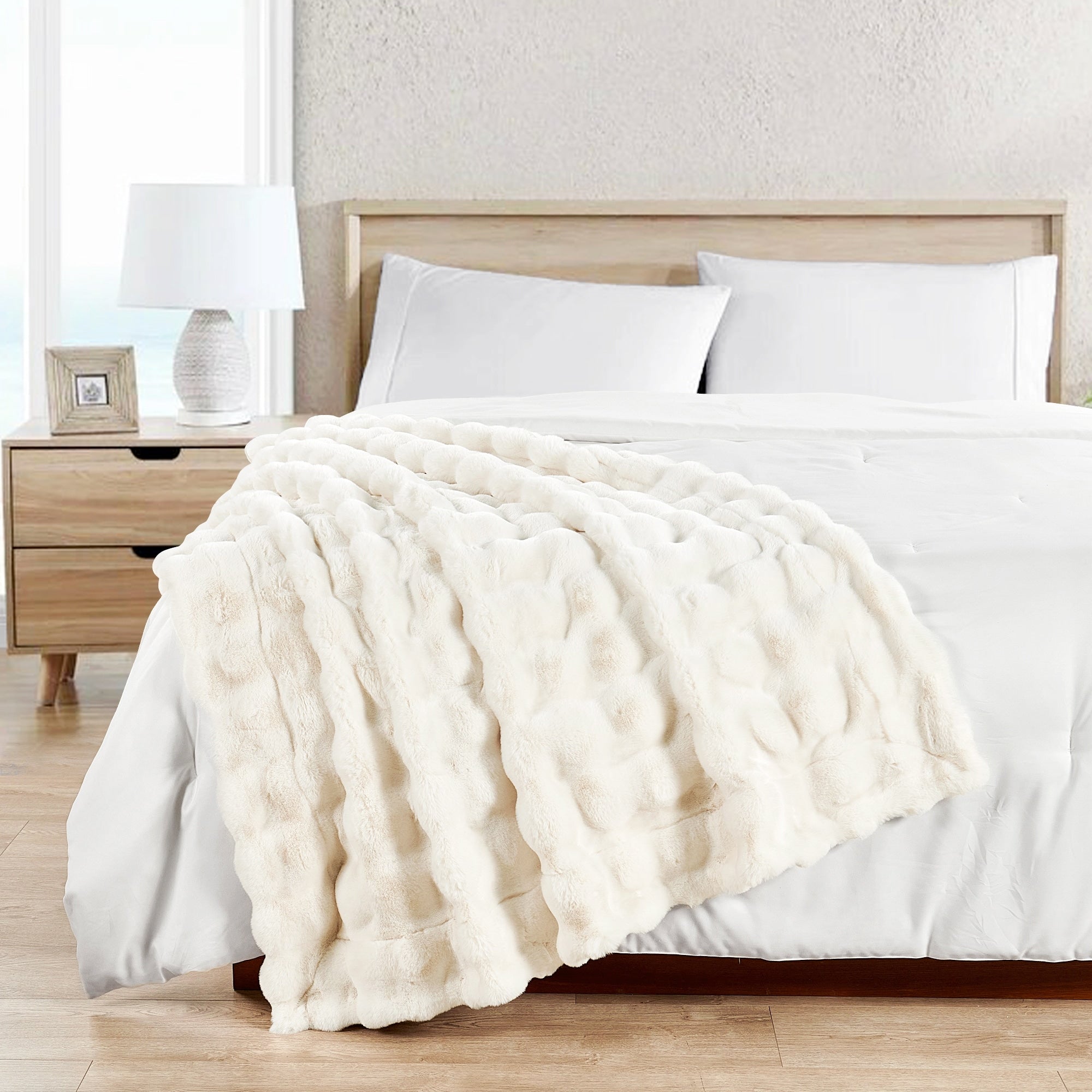 Home Soft Things Bubble Textured FauxFur Throw Cozy Soft Blankets