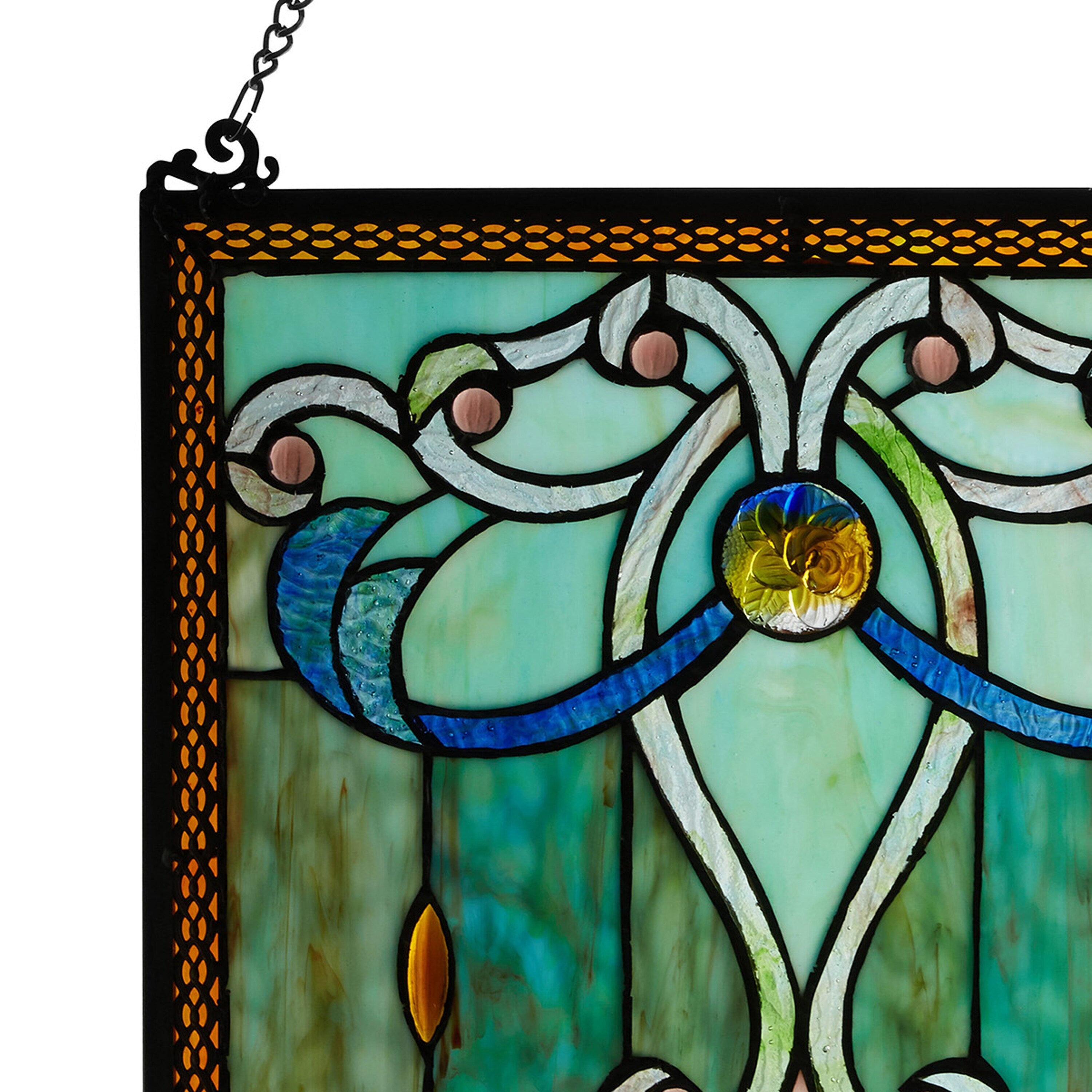 River of Goods Brandi's Tiffany Style Stained Glass Green 26-inch Window Panel - 15L x 0.25W x 26H