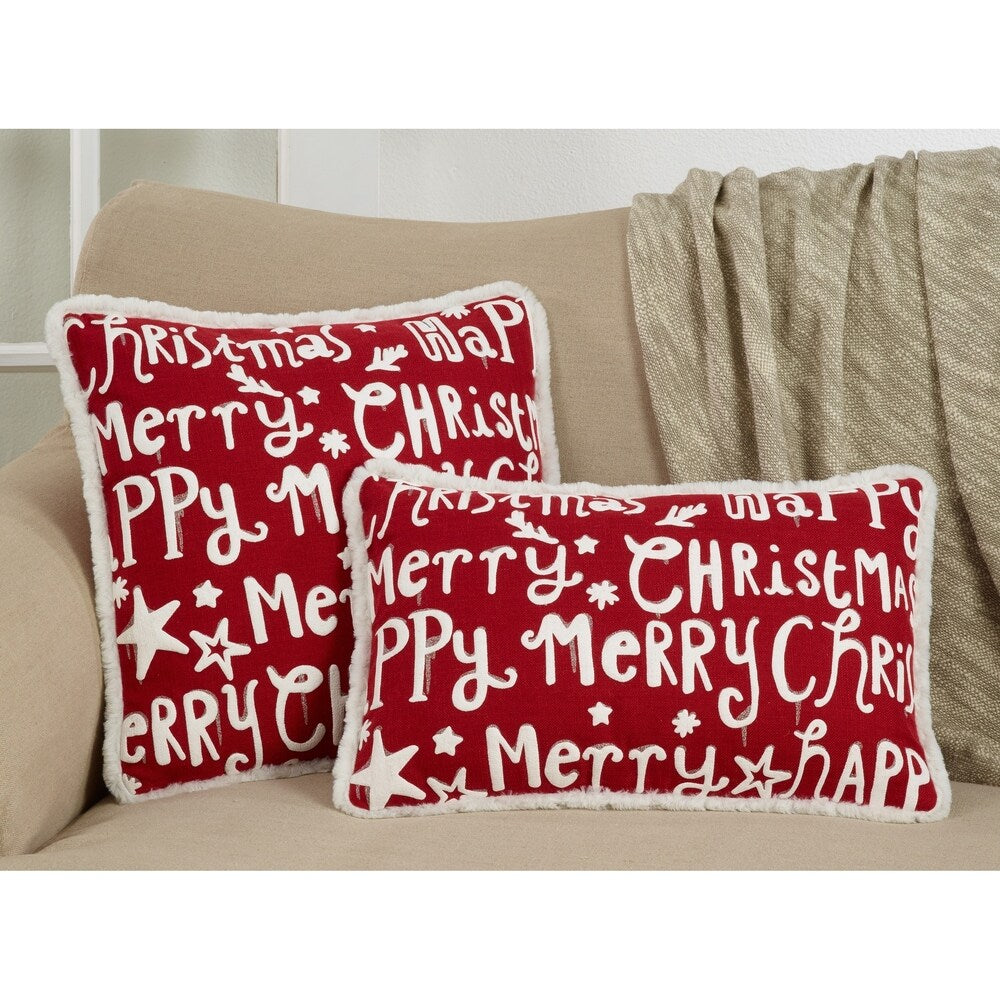 Christmas Pillow With Merry Happy Christmas Print