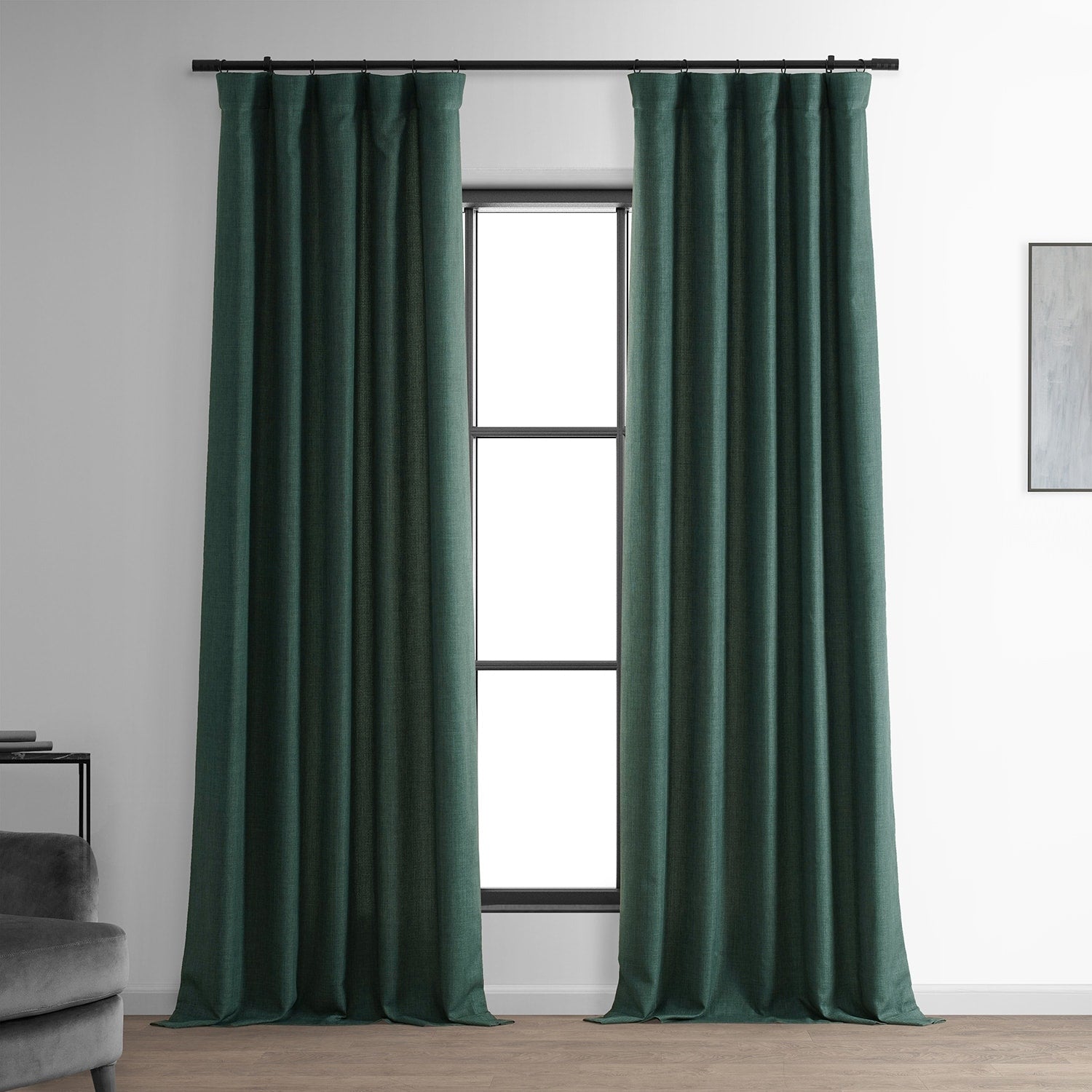 Exclusive Fabrics Italian Faux Linen Room Darkening Curtains for Bedroom & Living Room Curtains - Single Panel Window Curtains