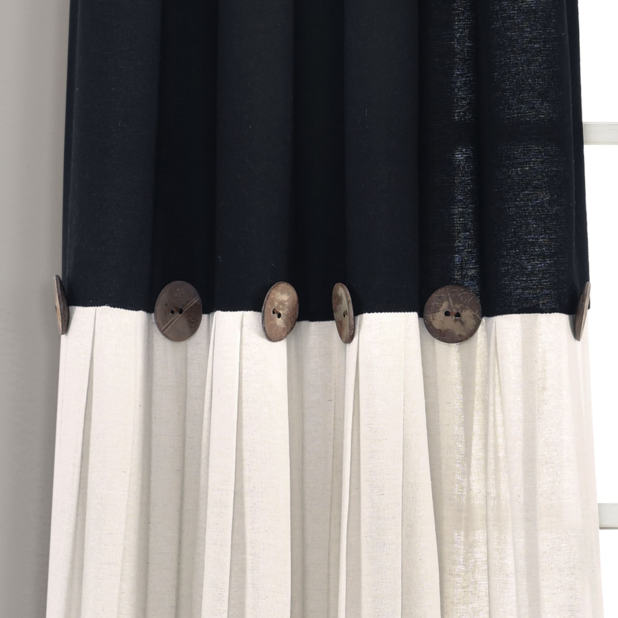 Lush Decor Linen Button Single Panel Window Curtain