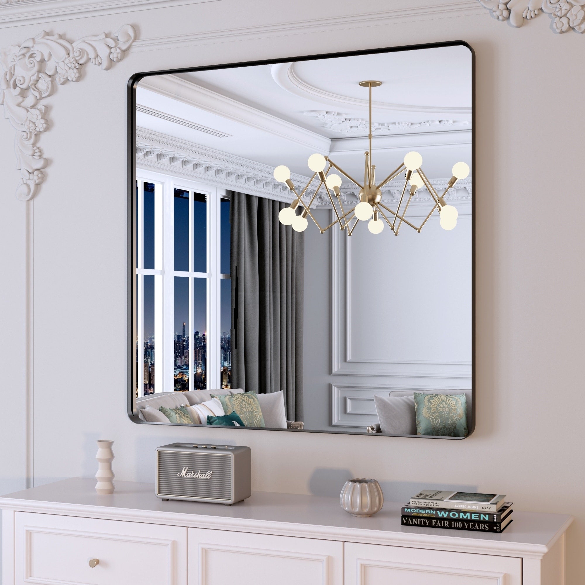 Framed Wall Mounted Bathroom Vanity Mirror