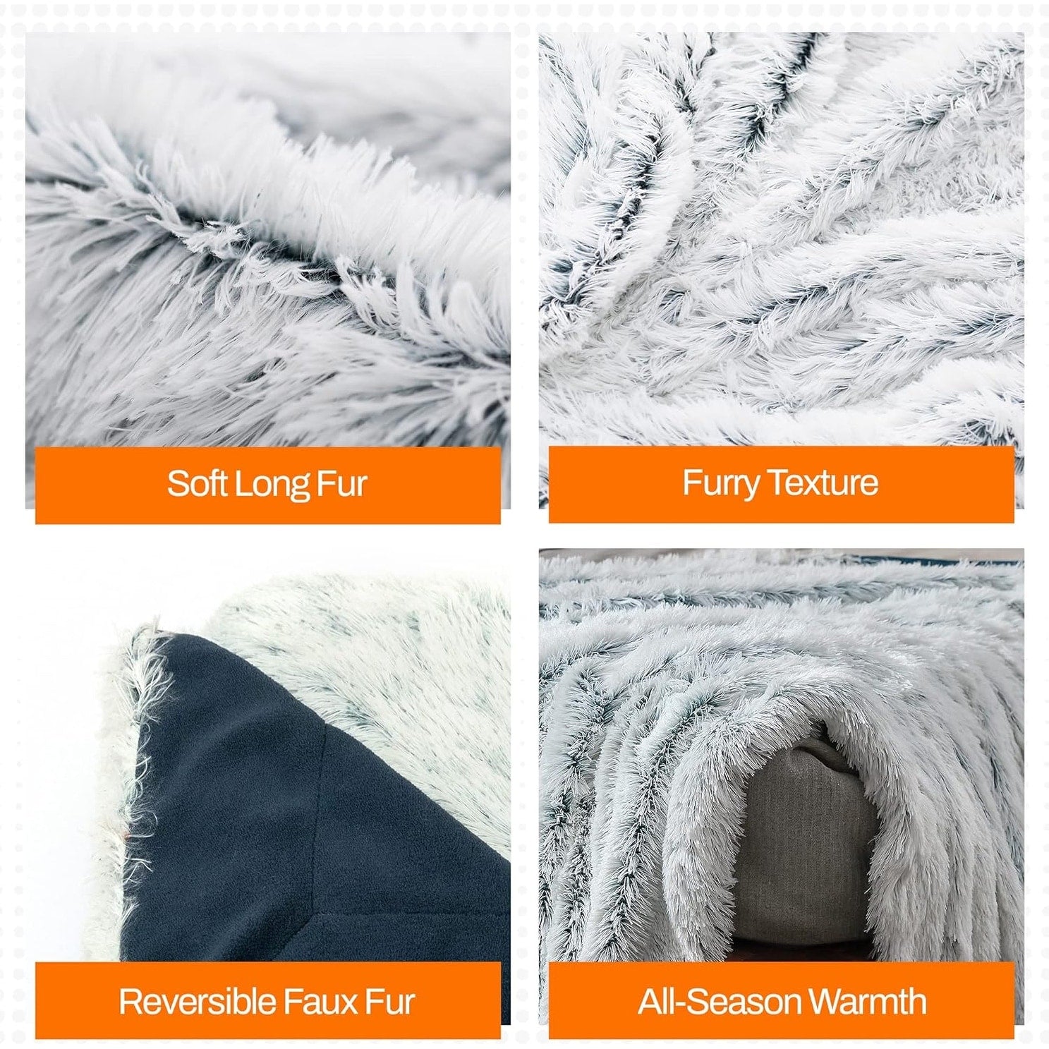 Cheer Collection Reversible Faux Fur Accent Throw Blanket