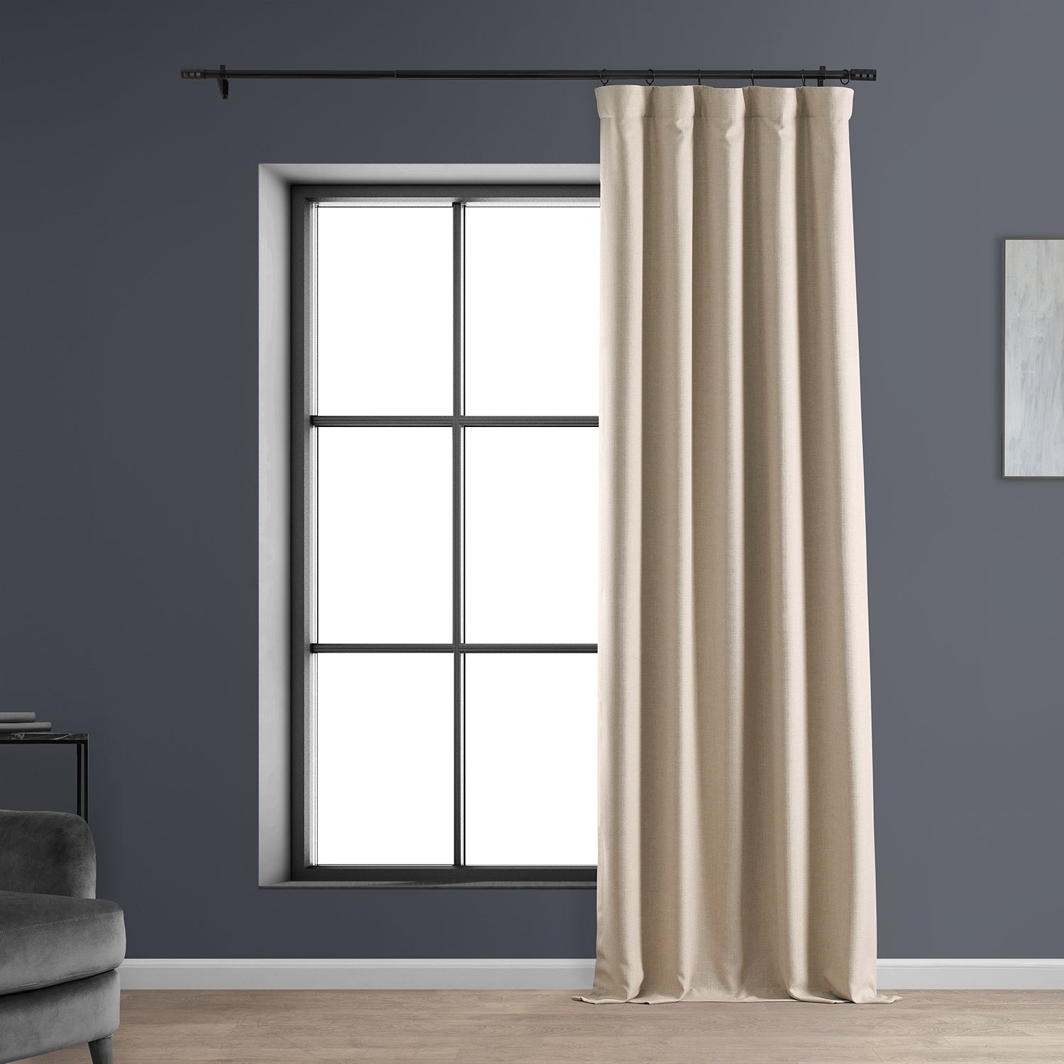 Exclusive Fabrics Faux Linen 100% Blackout Curtains Heat and Light Blocking - (1 Panel)