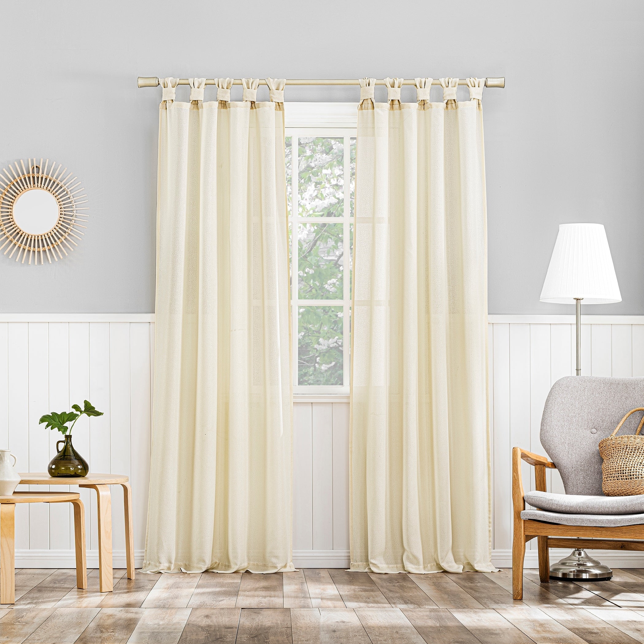 No. 918 Hathaway Twist Tab Semi-Sheer Tab Top Curtain Panel, Single Panel