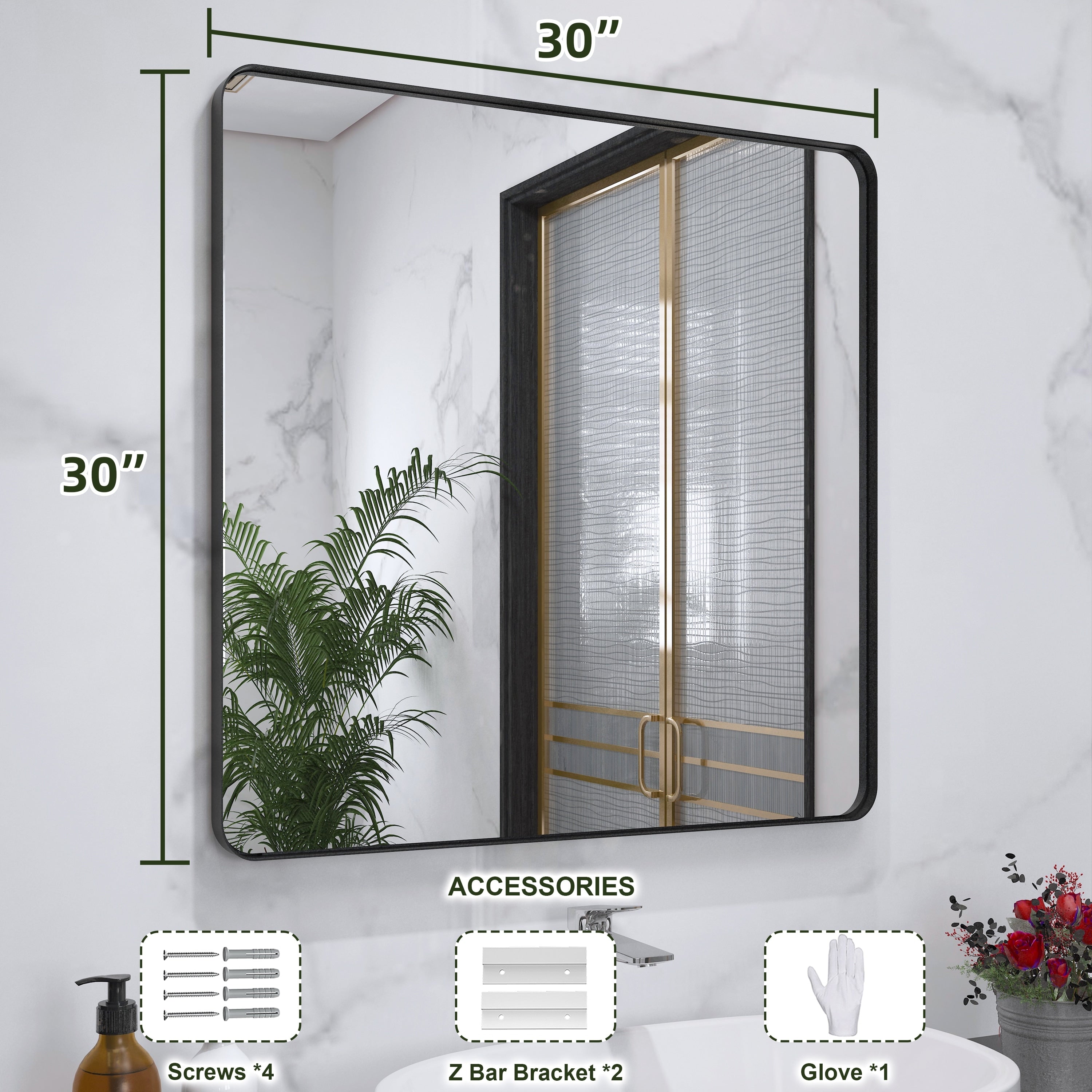 Framed Wall Mounted Bathroom Vanity Mirror