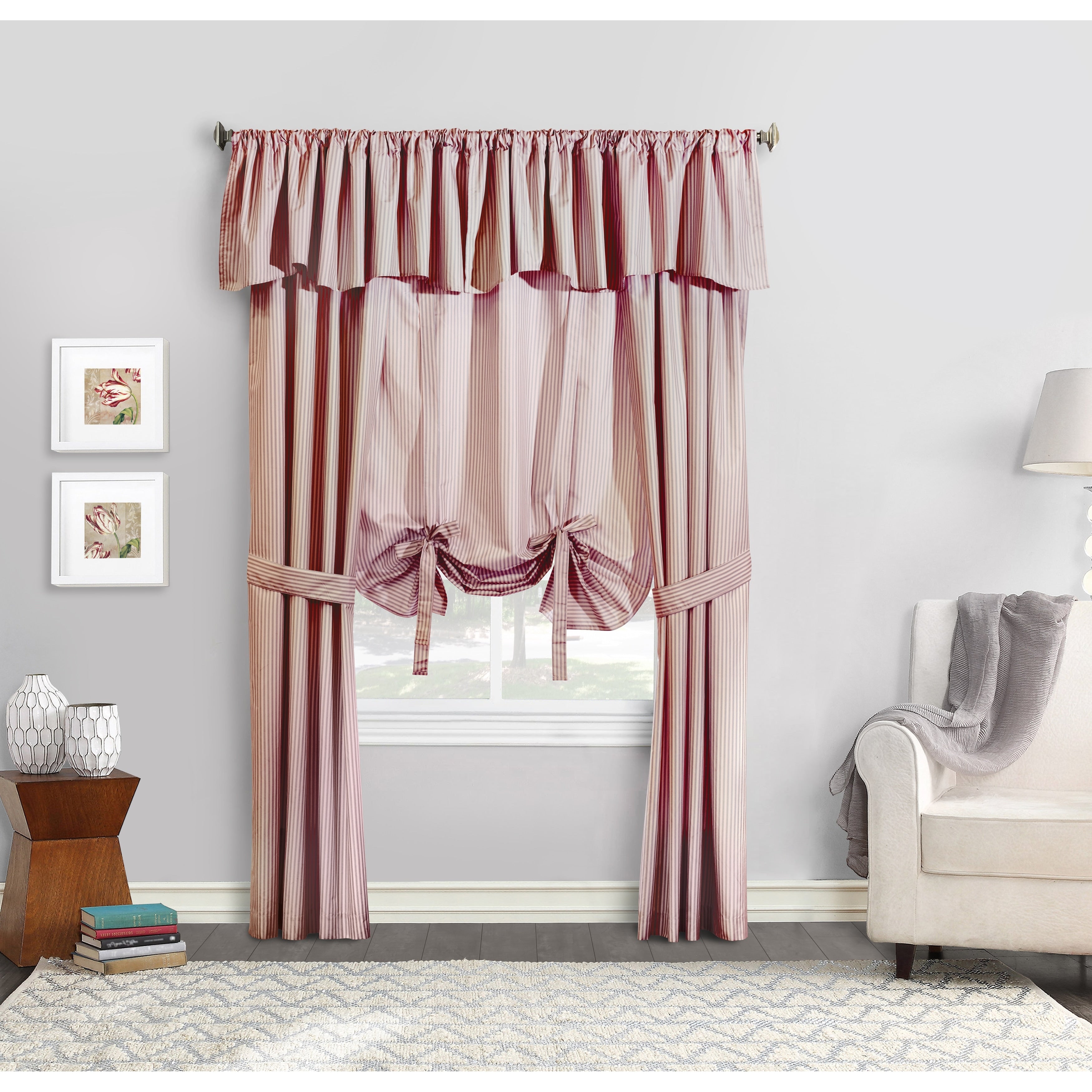 ThermaLogic Ticking Stripe Pole Top Window Curtain Panel Set