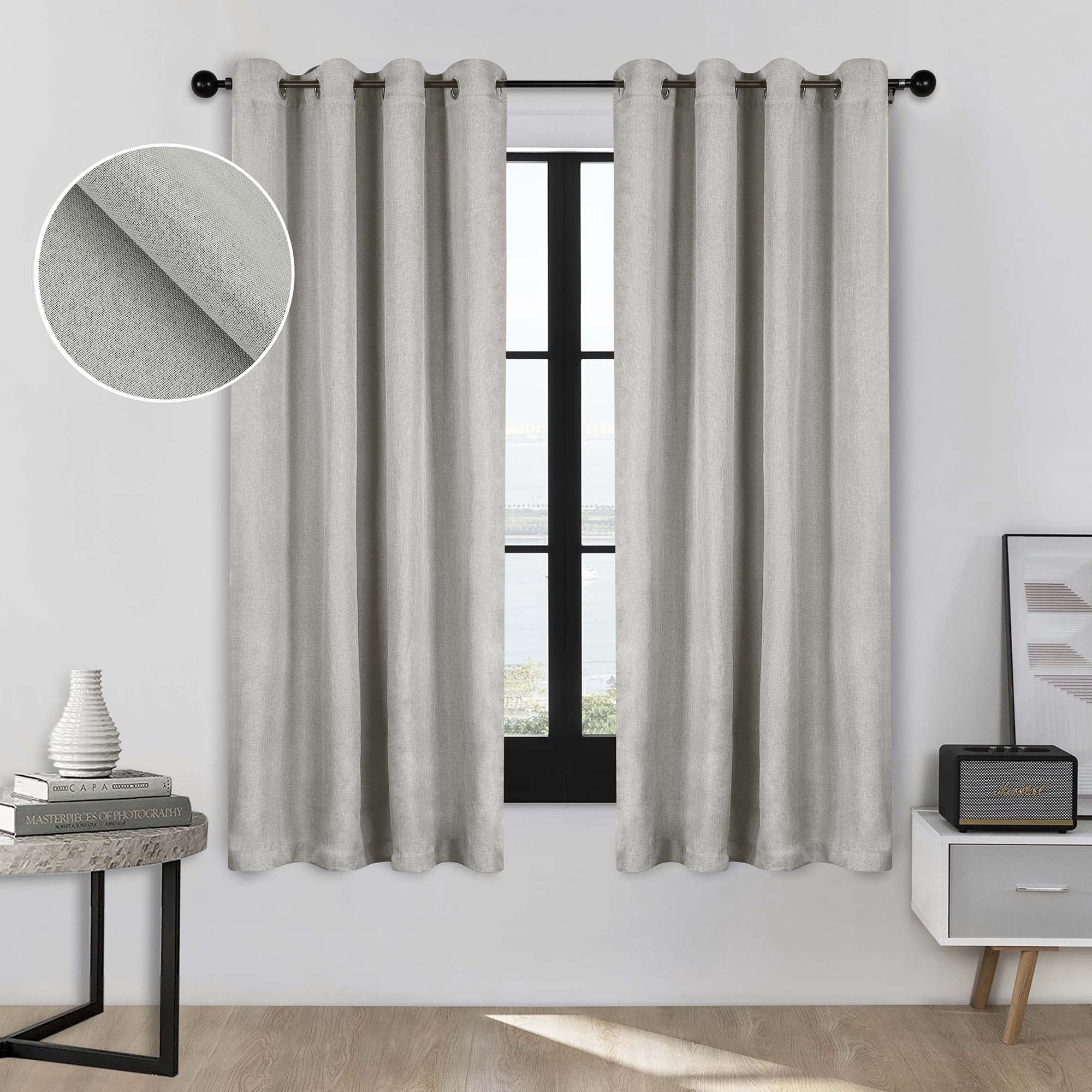 Superior Classic Linen Pattern Room Darkening Blackout Curtains, Rod Pocket or Grommets, Set of 2