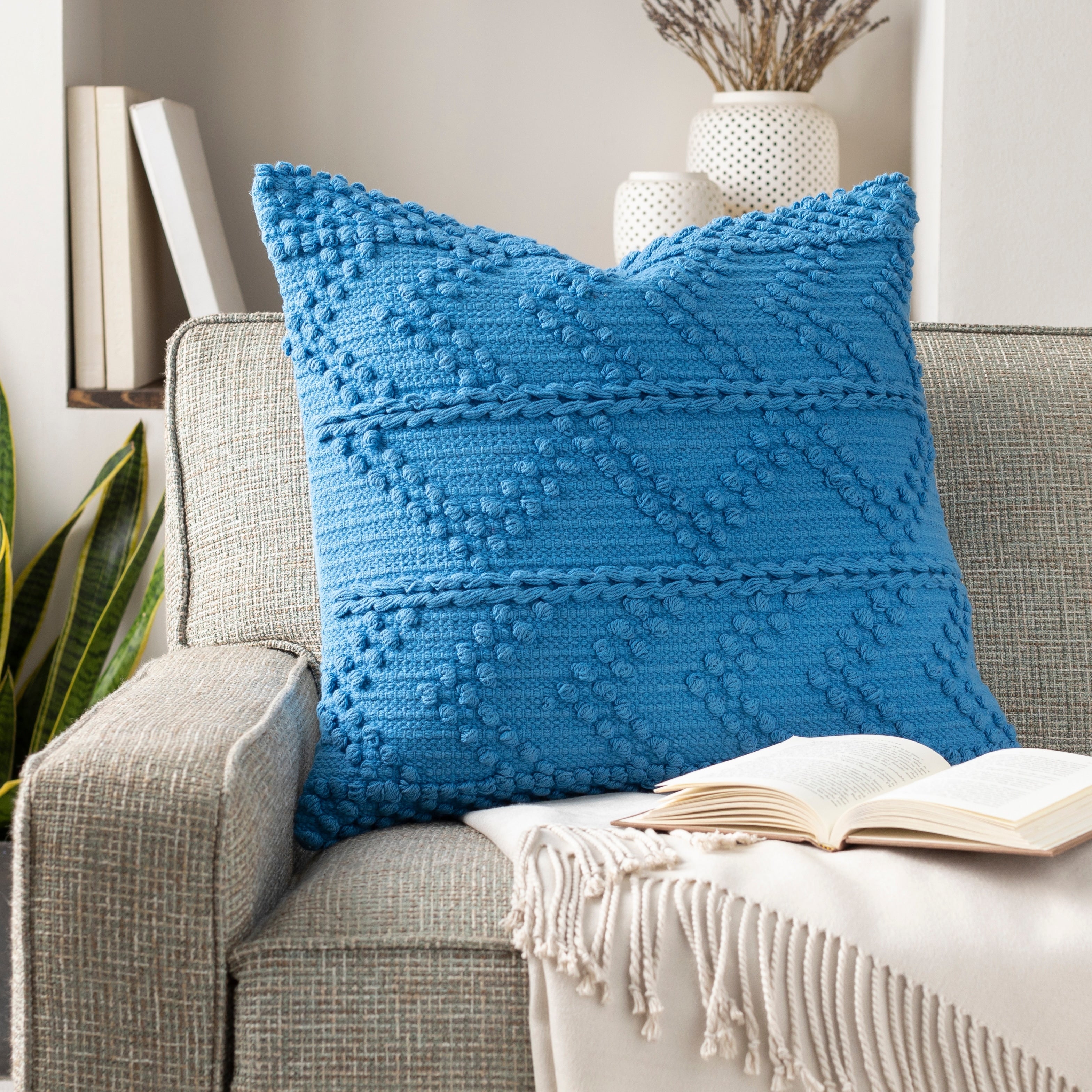 Livabliss Nadra Textured Chevron Bohemian Pillow