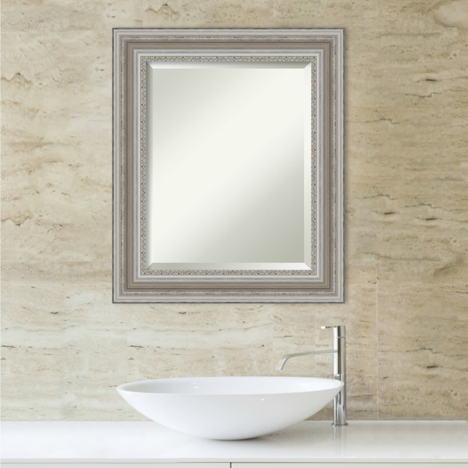 Beveled Bathroom Wall Mirror - Parlor Silver Frame