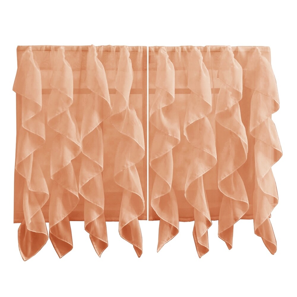 Sweet Home Collection Spice Vertical Ruffled Waterfall Valance and Curtain Tiers