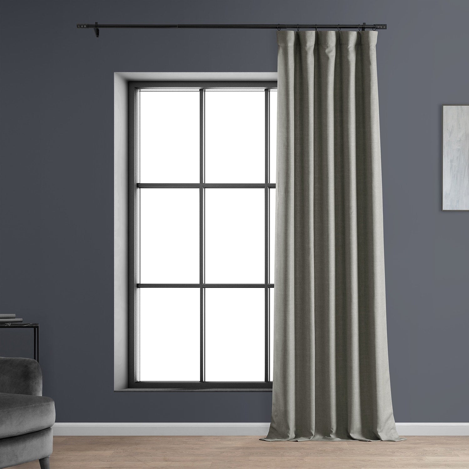 Exclusive Fabrics Italian Faux Linen Room Darkening Curtains for Bedroom & Living Room Curtains - Single Panel Window Curtains