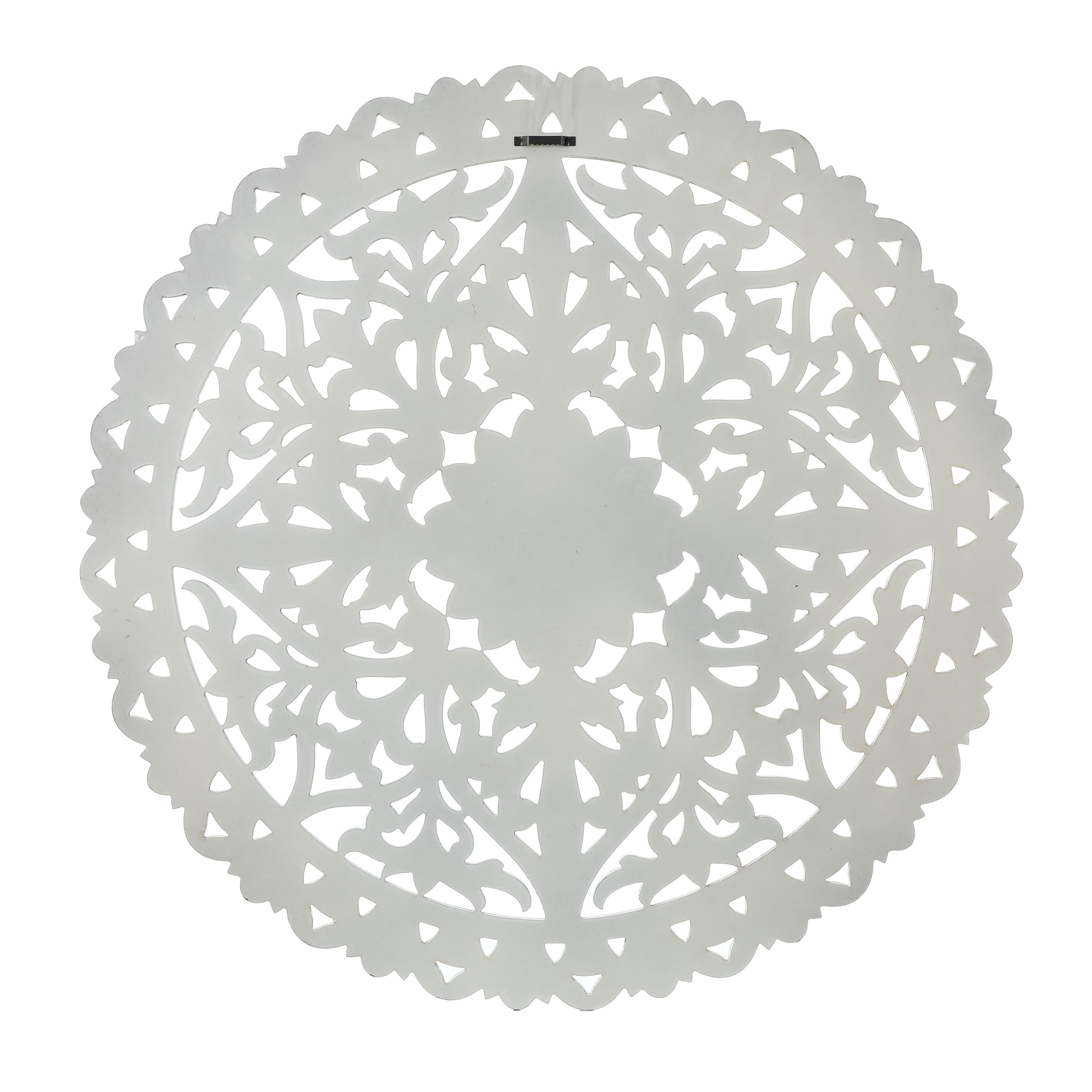 Distressed White Wood Flower Mandala 31.5 Round Wall Decor