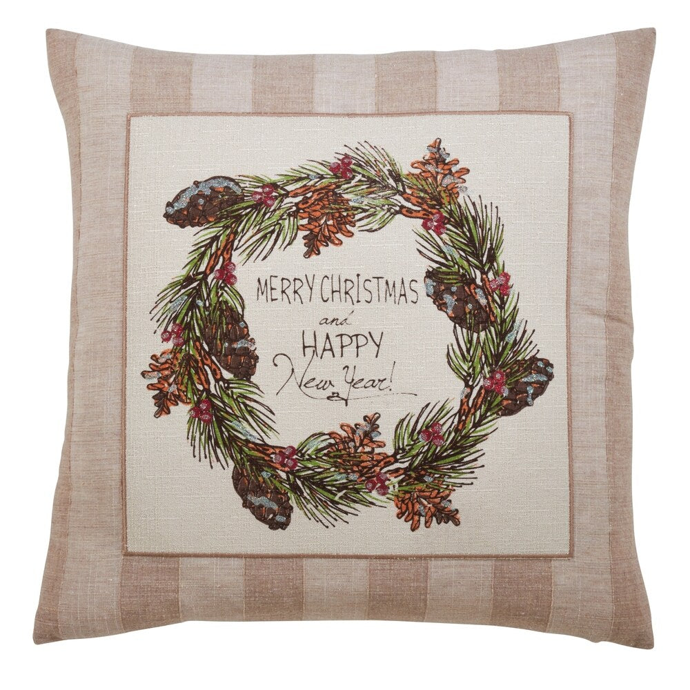 Throw Pillow With Merry Christmas & Happy New Year Design