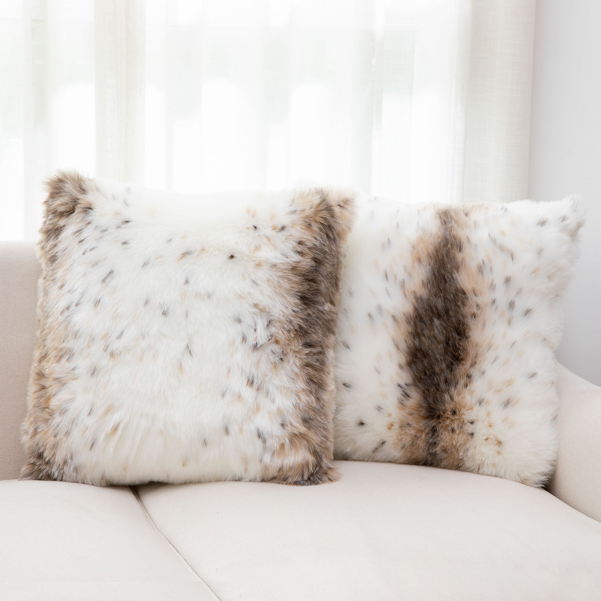 Cheer Collection Set of 2 Animal Fur Throw Pillows