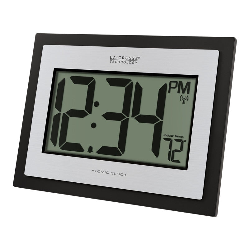 La Crosse Technology Atomic Digital Silver Clock with Temp