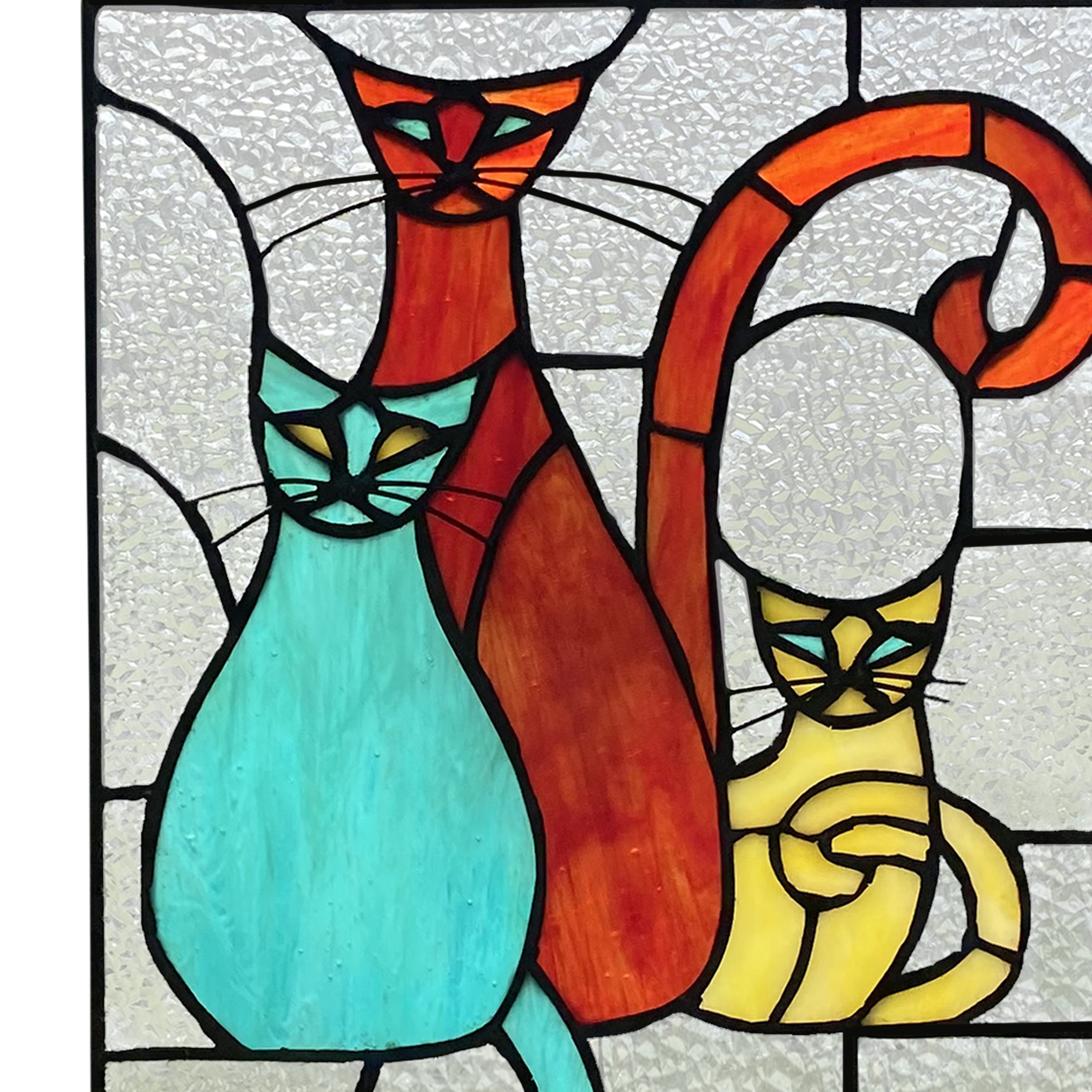 River of Goods River of Goods 14-Inch Coy Cats Trio Stained Glass Window Panel - 8 x 0.25 x 14