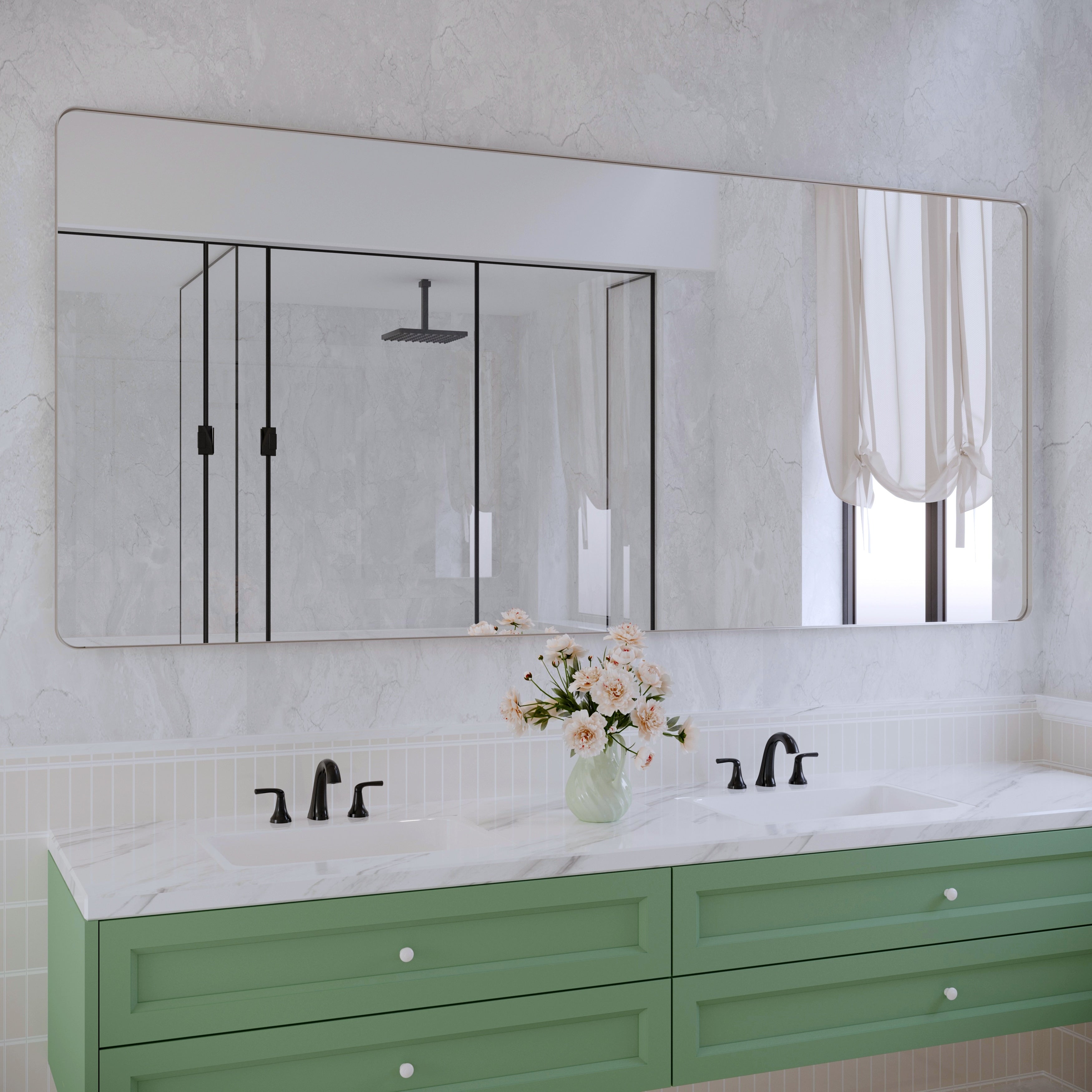 Framed Wall Mounted Bathroom Vanity Mirror