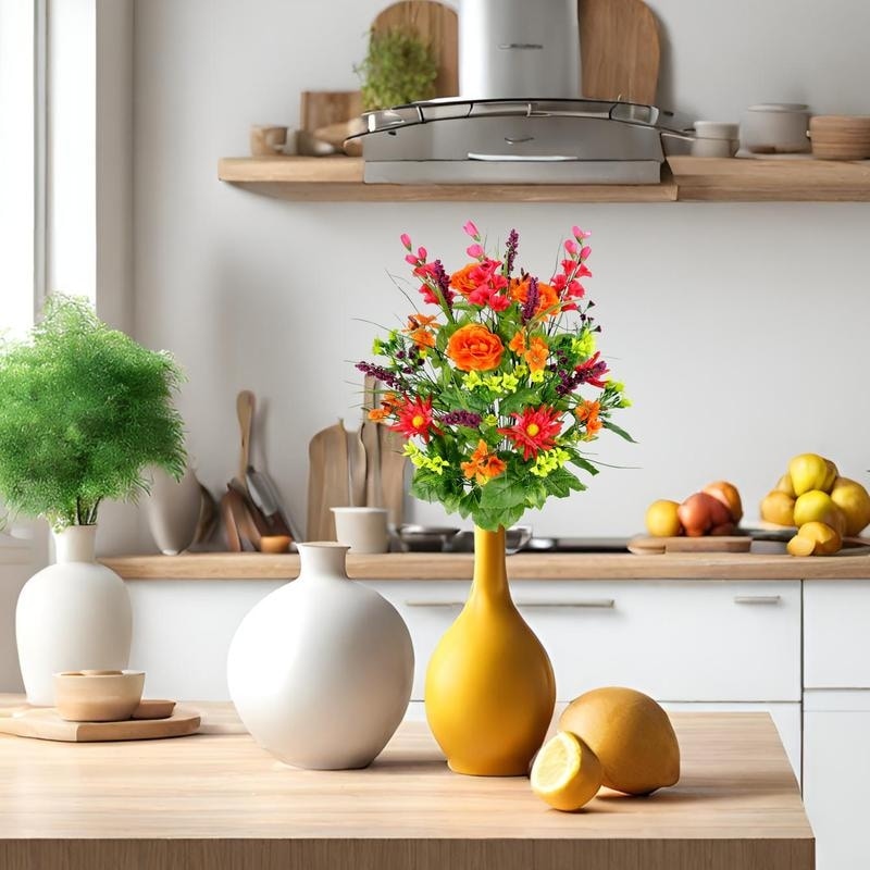 Artificial Silk Dahlia, Morning Glory, and Ranunculus 30-stem Bush