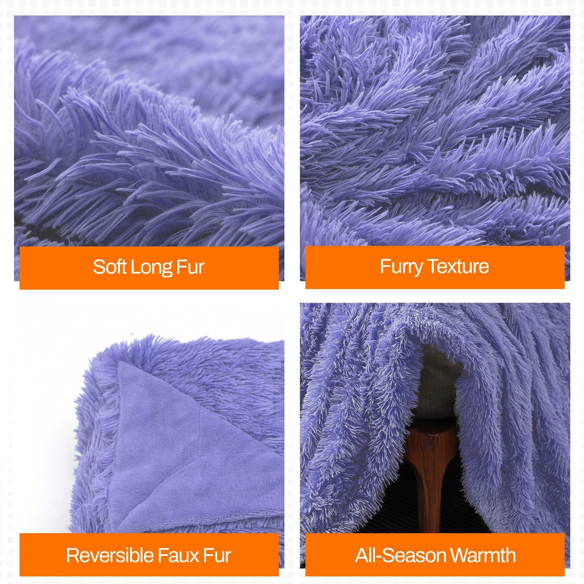 Cheer Collection Reversible Faux Fur Accent Throw Blanket