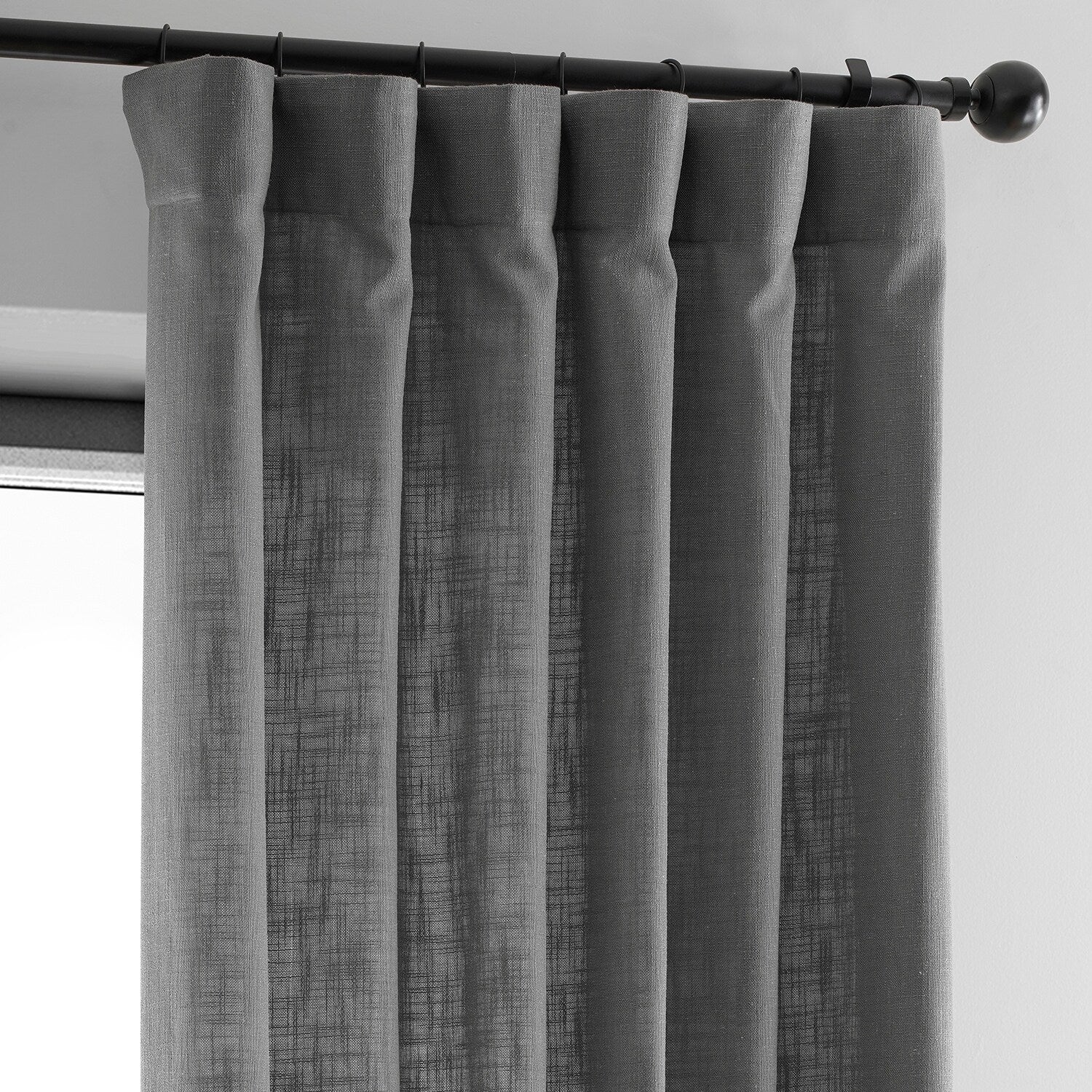 Exclusive Fabrics Heavy Faux Linen Light Filtering Curtains For Bedroom, Living Room (1 Panel)