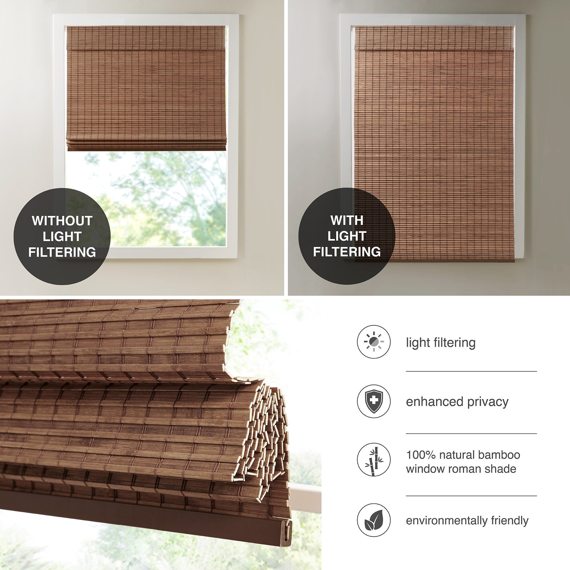 Madison Park Lyndon Bamboo Light Filtering Roman Shade