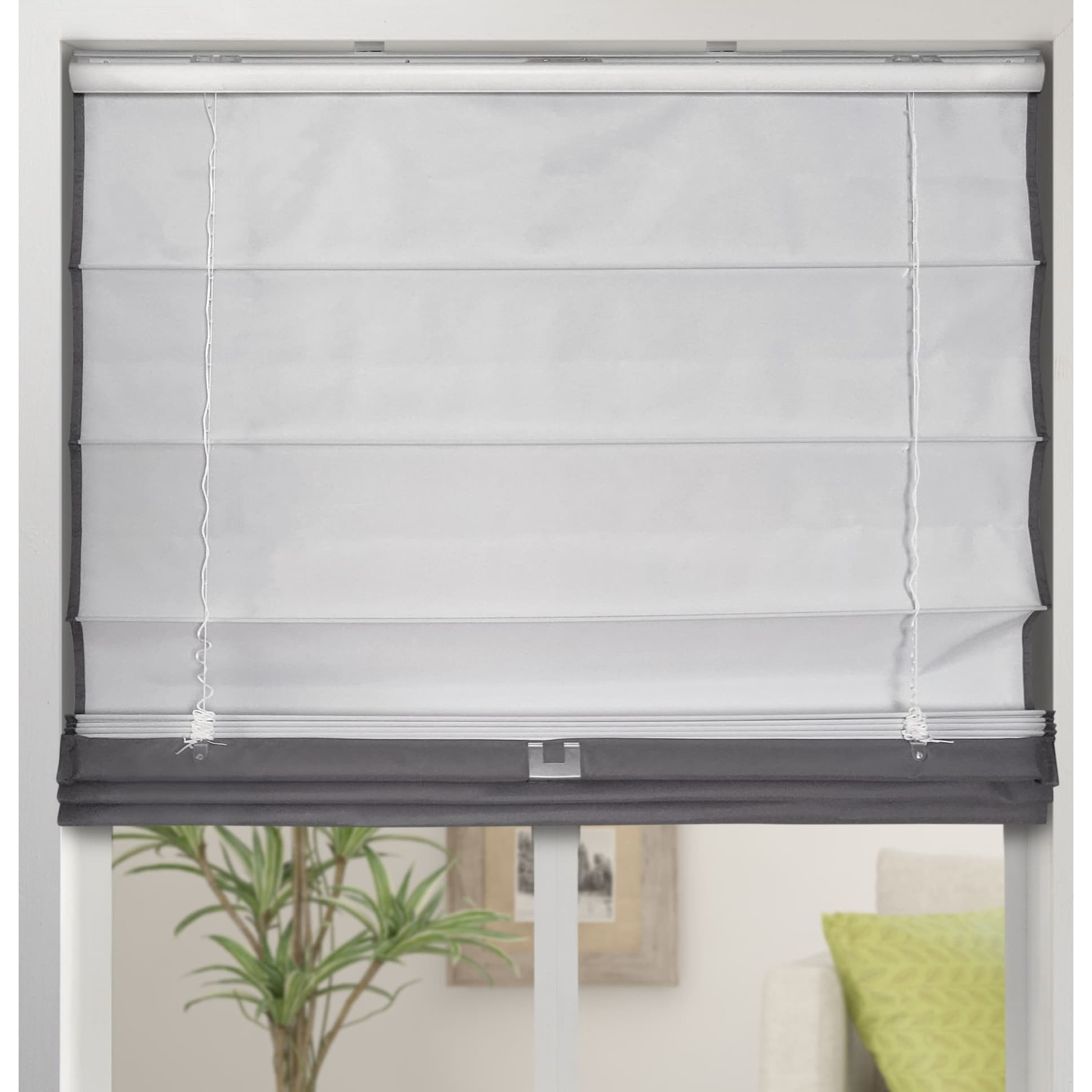 Arlo Blinds Graphite Room Darkening Cordless Lift Fabric Roman Shades