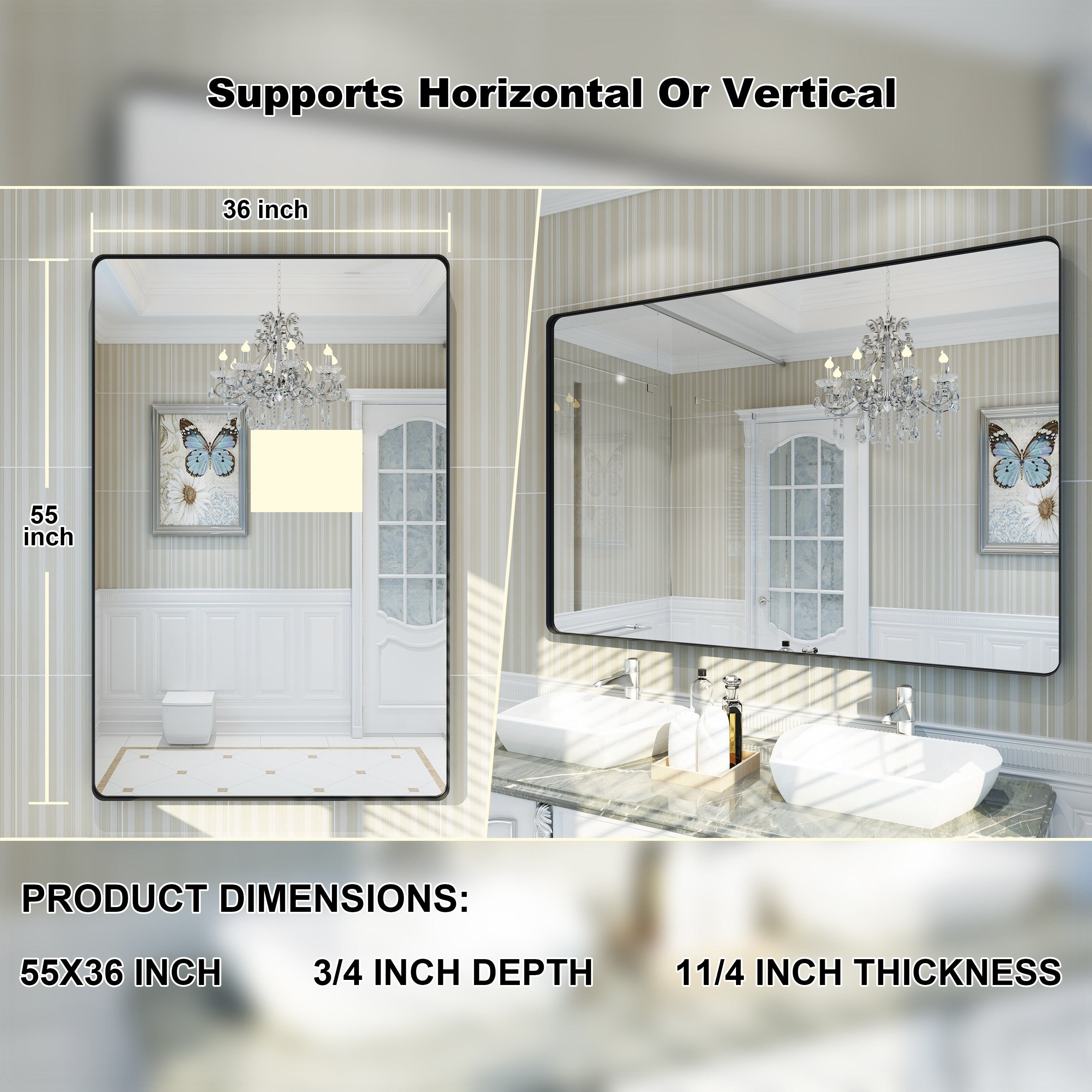 Framed Wall Mounted Bathroom Vanity Mirror