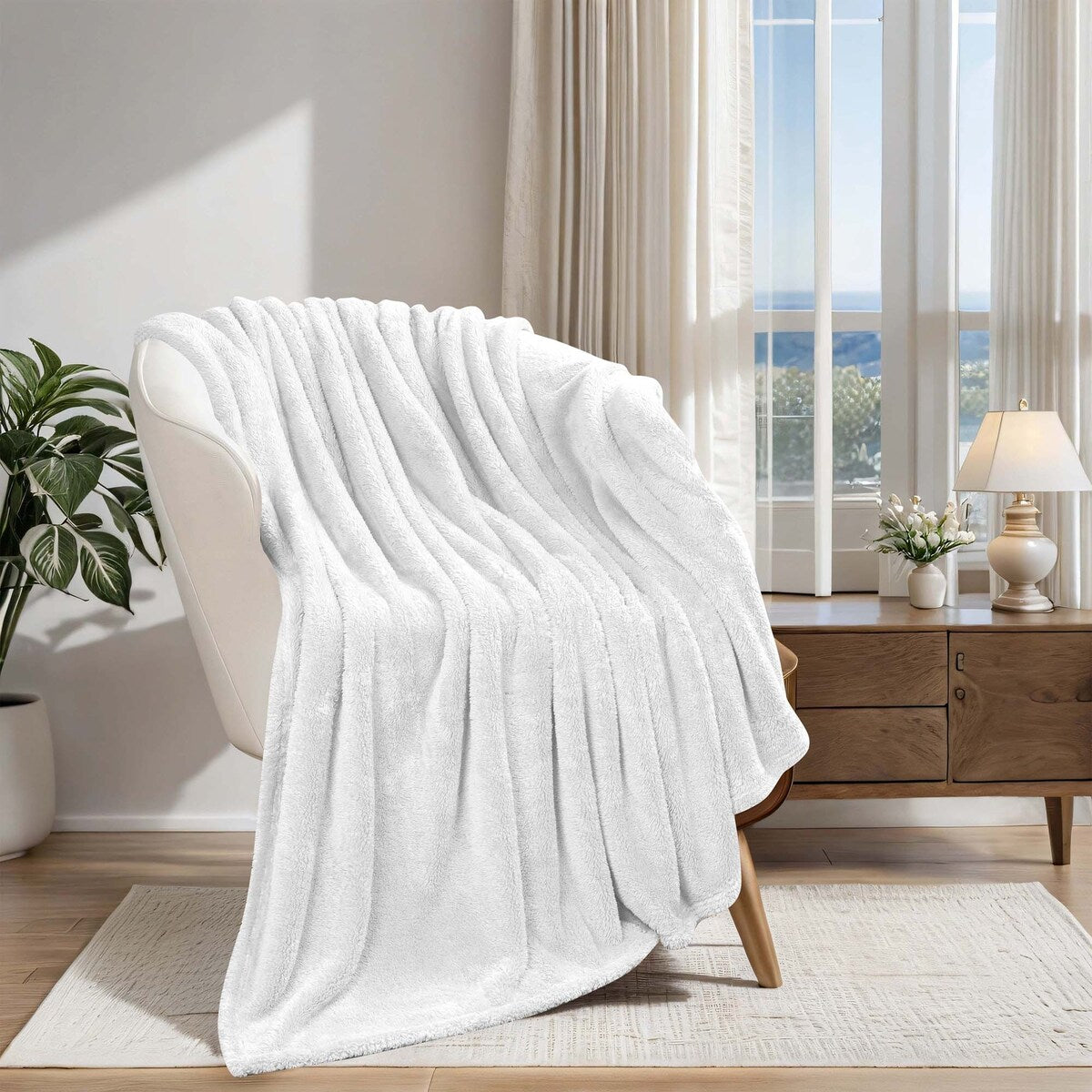 Simply Essential Plush Medium Weight Classic Solid Fleece Blanket