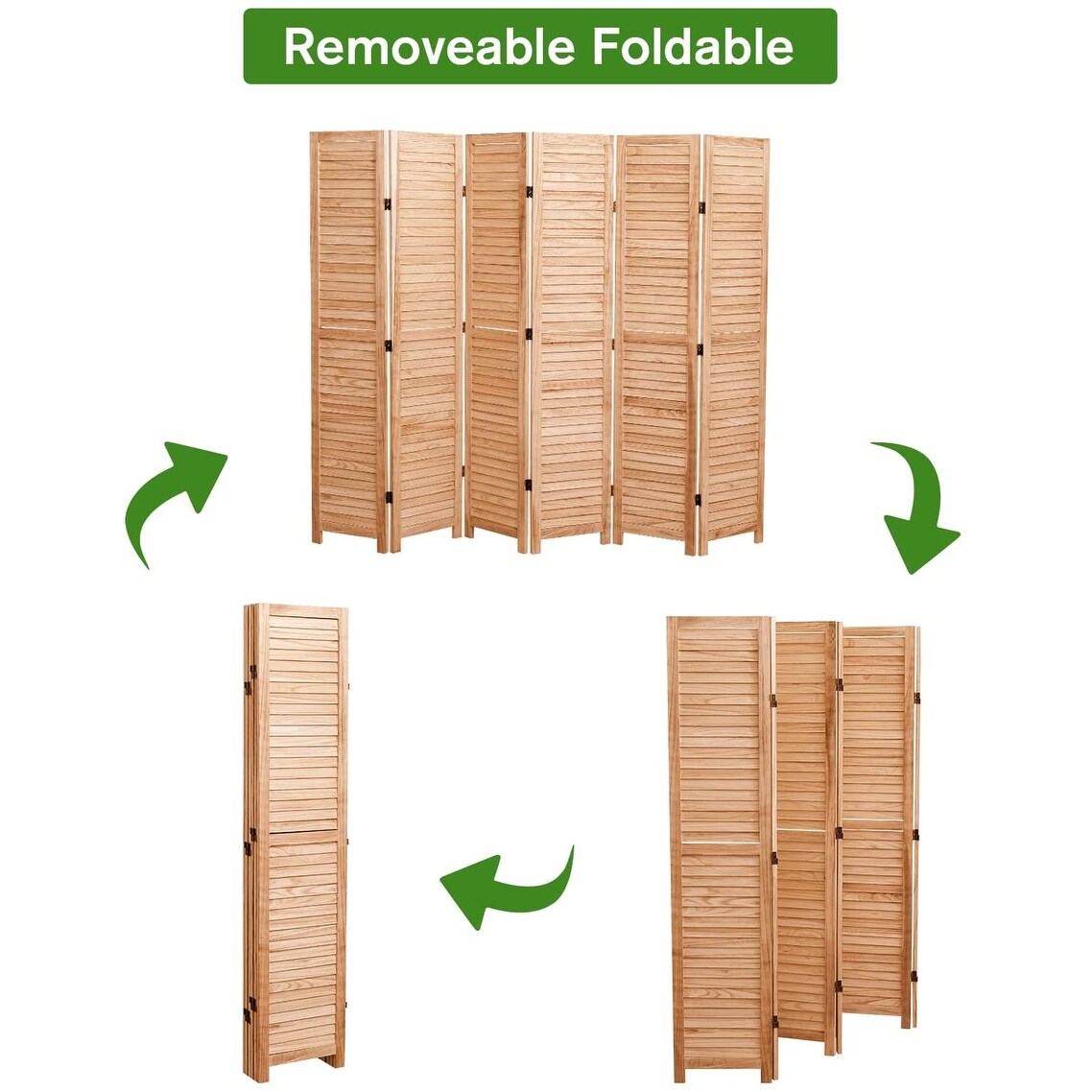 65'' H Solid Wood Folding Room Divider