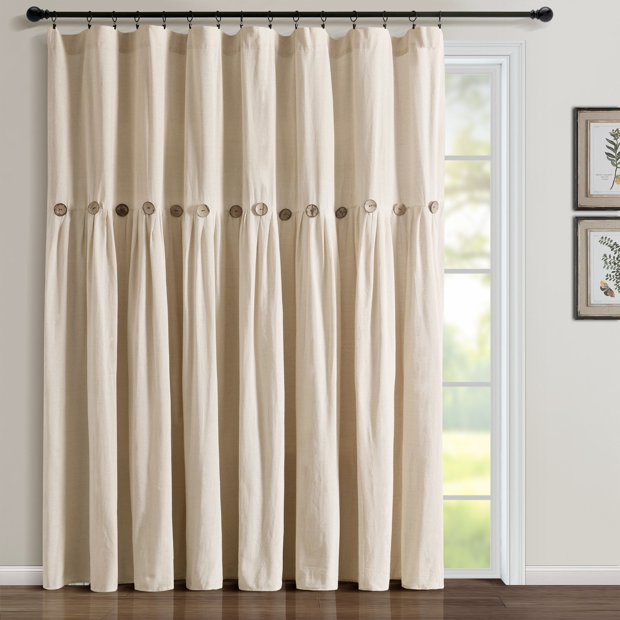 Lush Decor Linen Button Single Panel Window Curtain