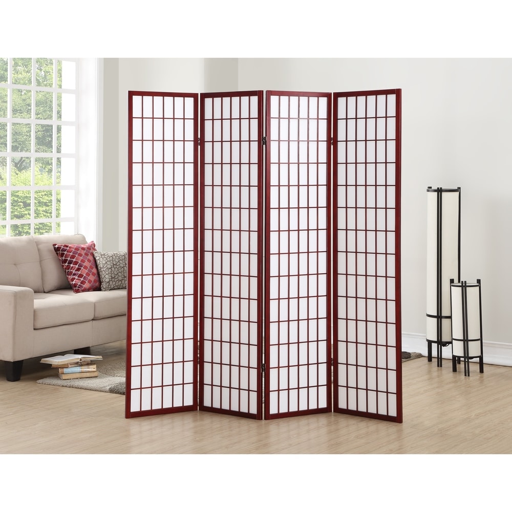 Roundhill Furniture Hoceima Oriental Shoji 4-panel Room Divider