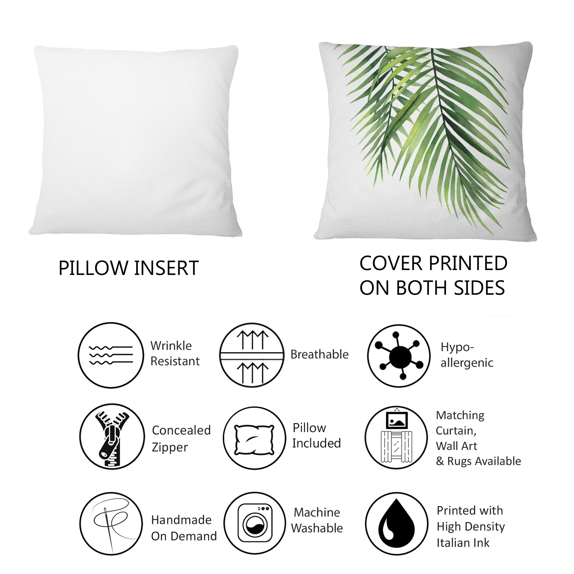 Designart 'Detail Tropical Palm Branches' Tropical Printed Throw Pillow