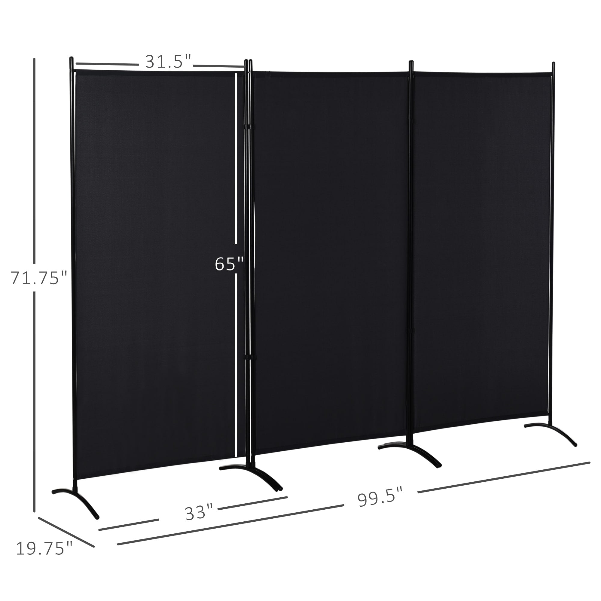 HOMCOM 3-Panel Folding Screen Room Divider Privacy Separator Partition for Indoor Bedroom Office, Outdoor Patio 100 x 72 Beige