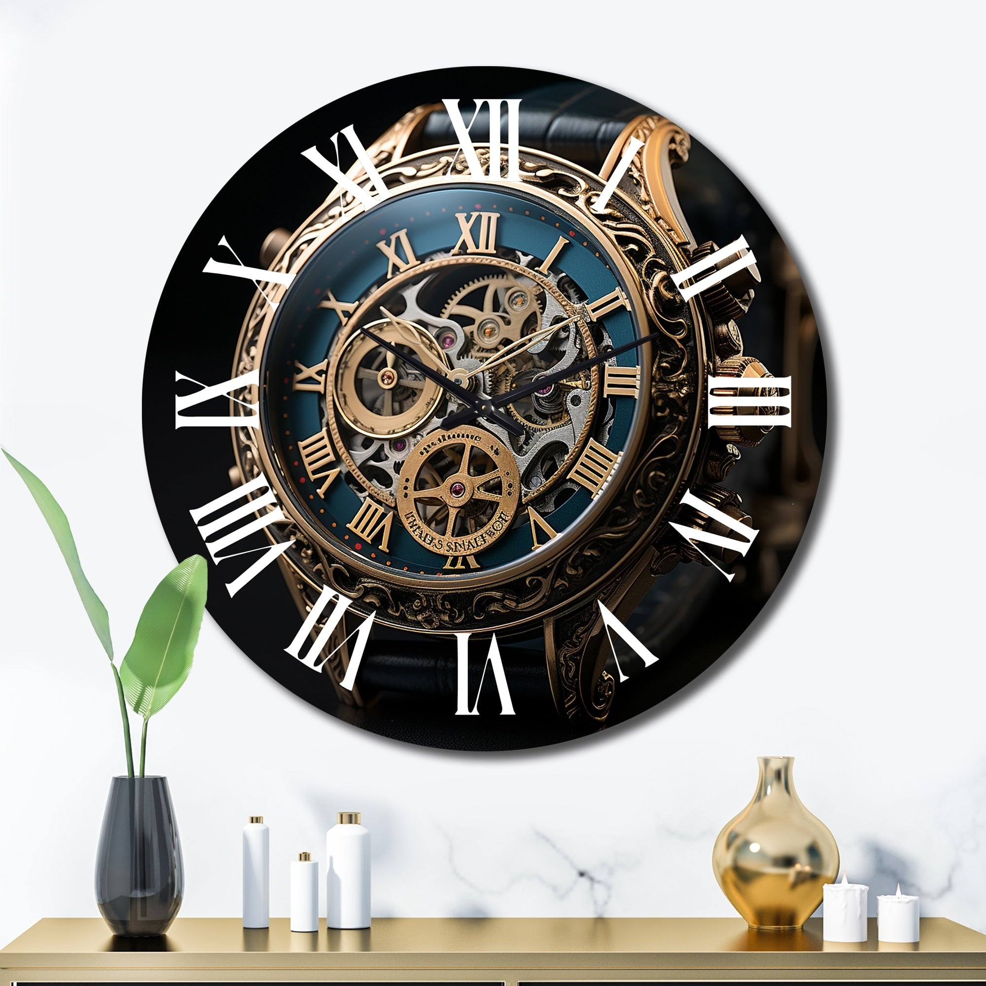 Designart Luxury Watch Diamond Dusk V Fashion Oversized Wall Clock