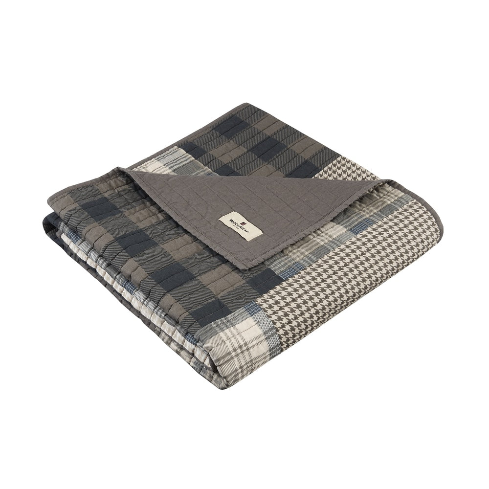 Woolrich Winter Plains Taupe Cotton Thread Count Printed Pieced Quilted Throw