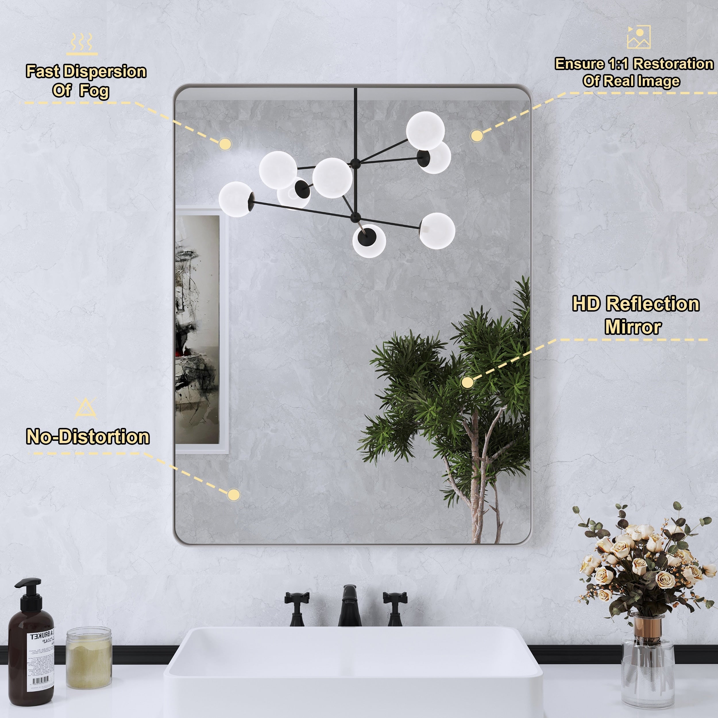 Framed Wall Mounted Bathroom Vanity Mirror