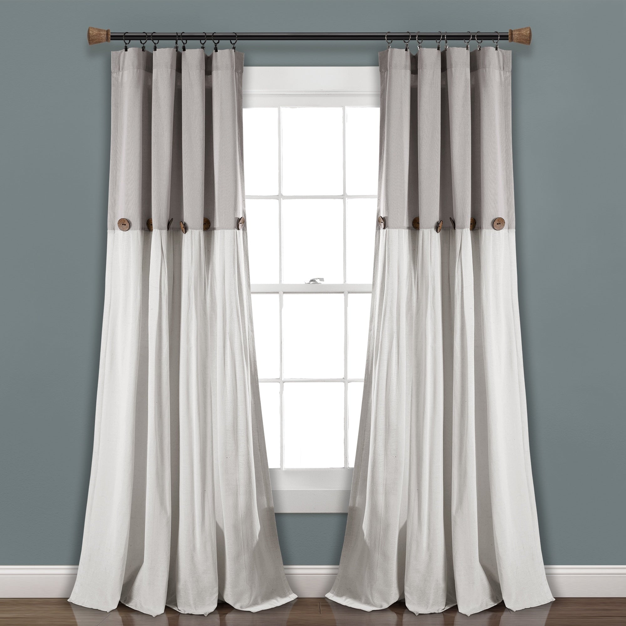 Lush Decor Linen Button Single Panel Window Curtain