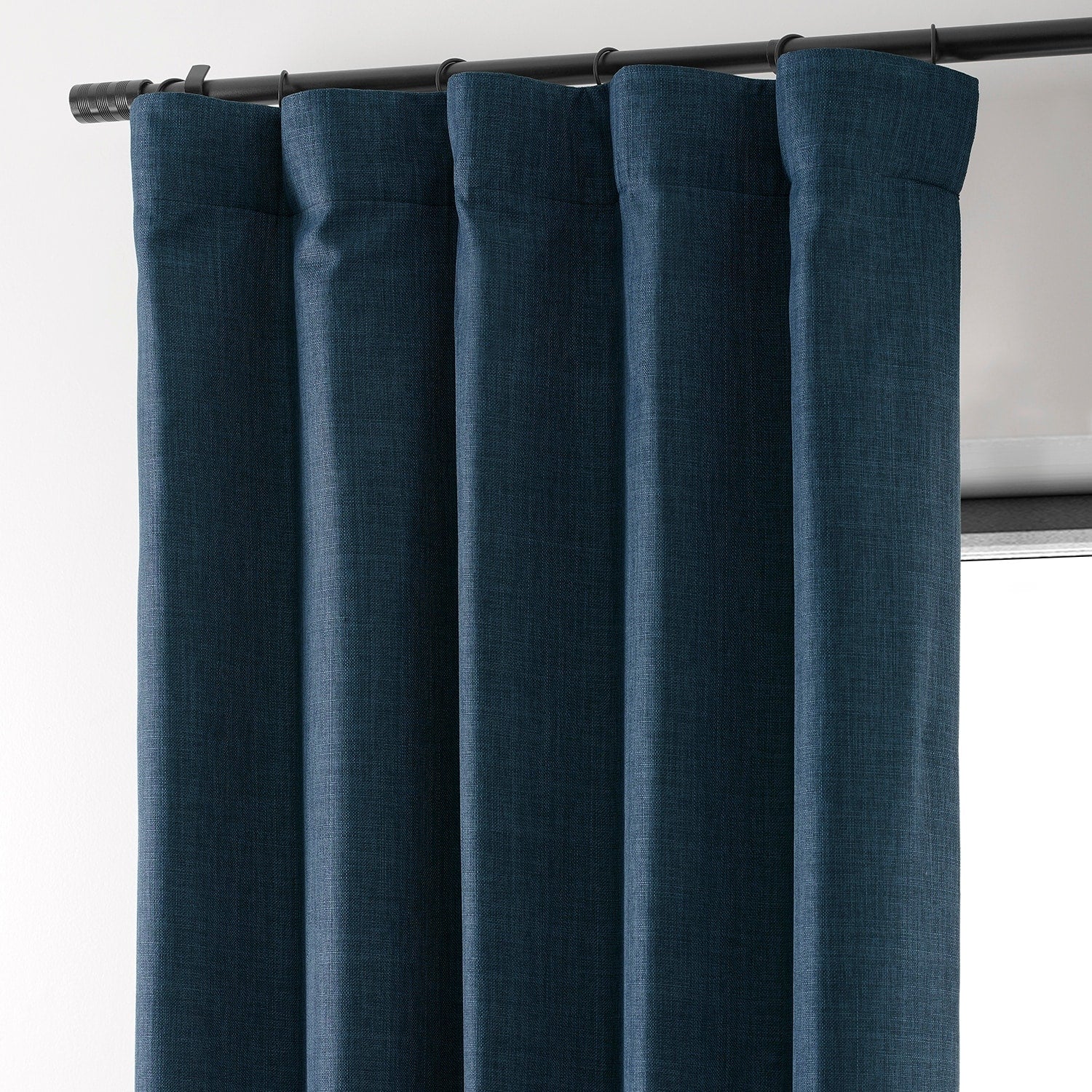 Exclusive Fabrics Faux Linen 100% Blackout Curtains Heat and Light Blocking - (1 Panel)