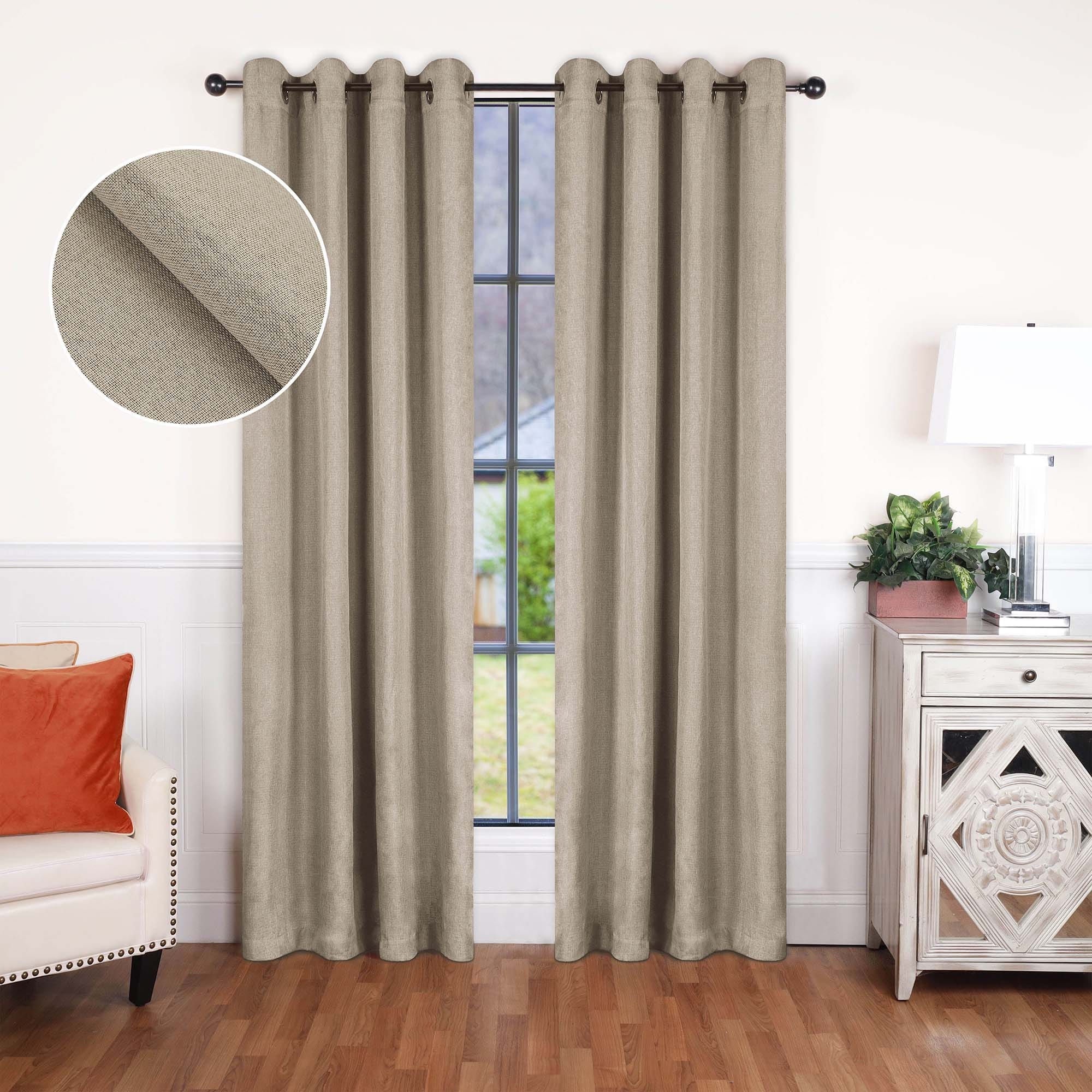 Superior Classic Linen Pattern Room Darkening Blackout Curtains, Rod Pocket or Grommets, Set of 2