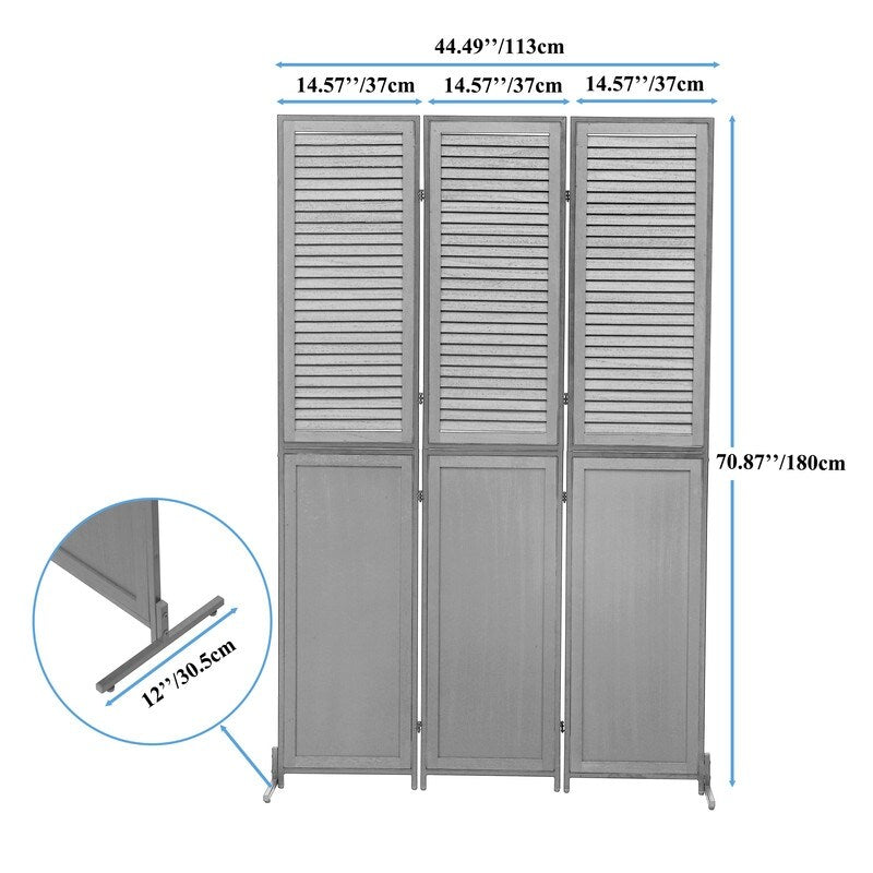 3 Panel Room Dividers and Folding Privacy Screen Natural Wooden Room Partitions