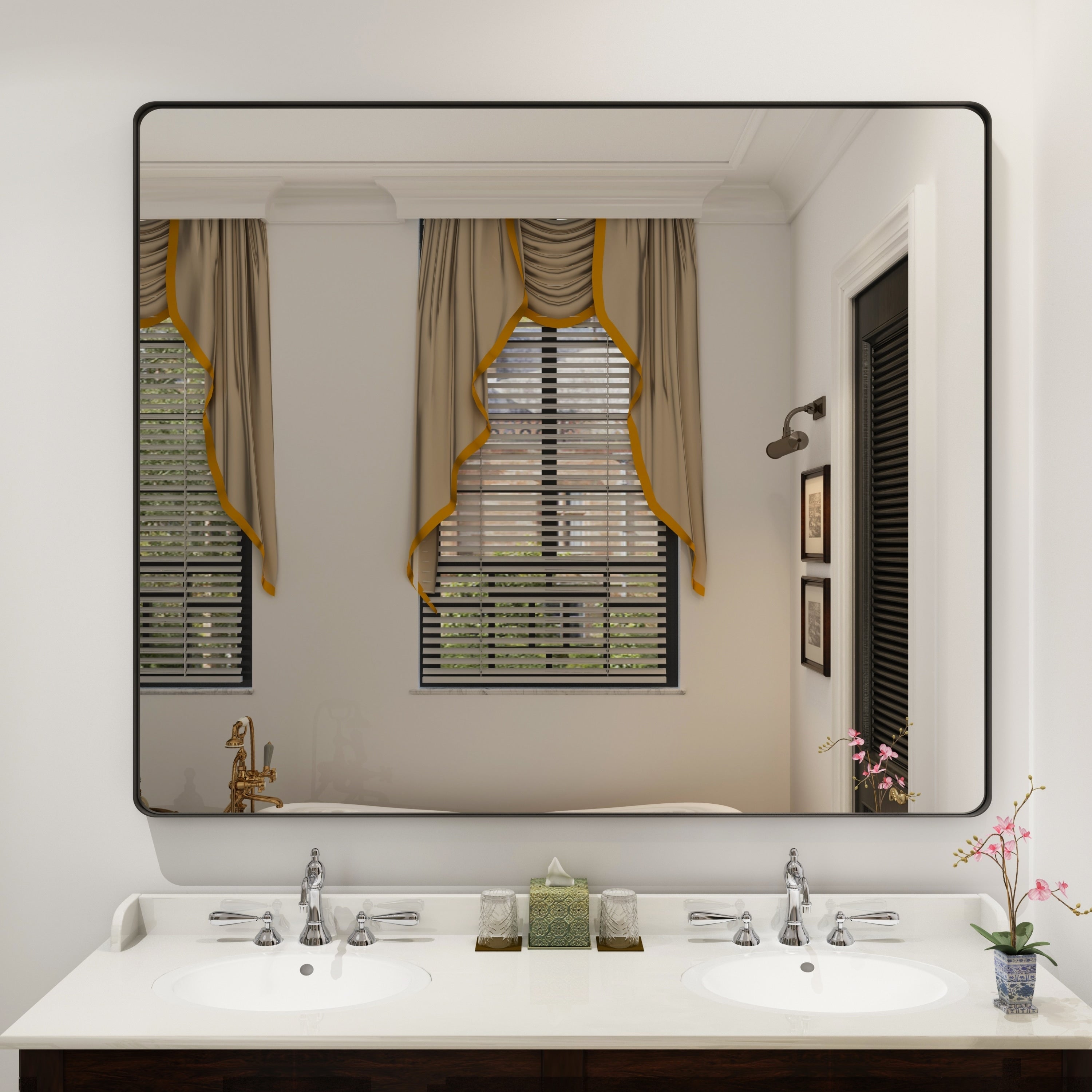 Framed Wall Mounted Bathroom Vanity Mirror