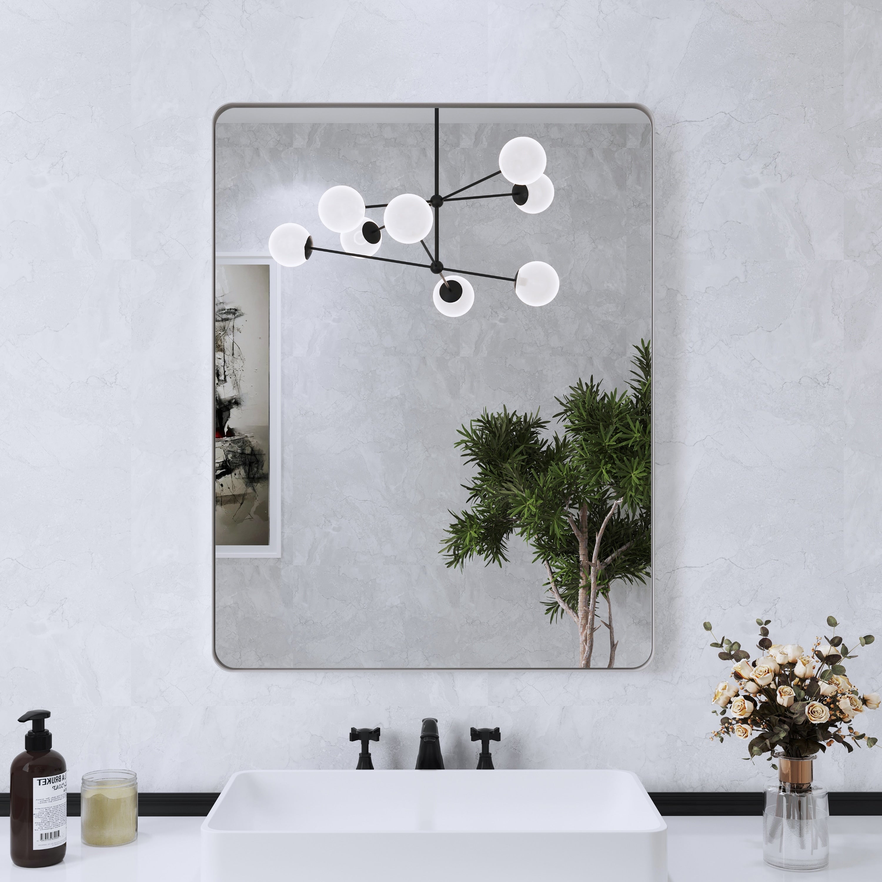 Framed Wall Mounted Bathroom Vanity Mirror