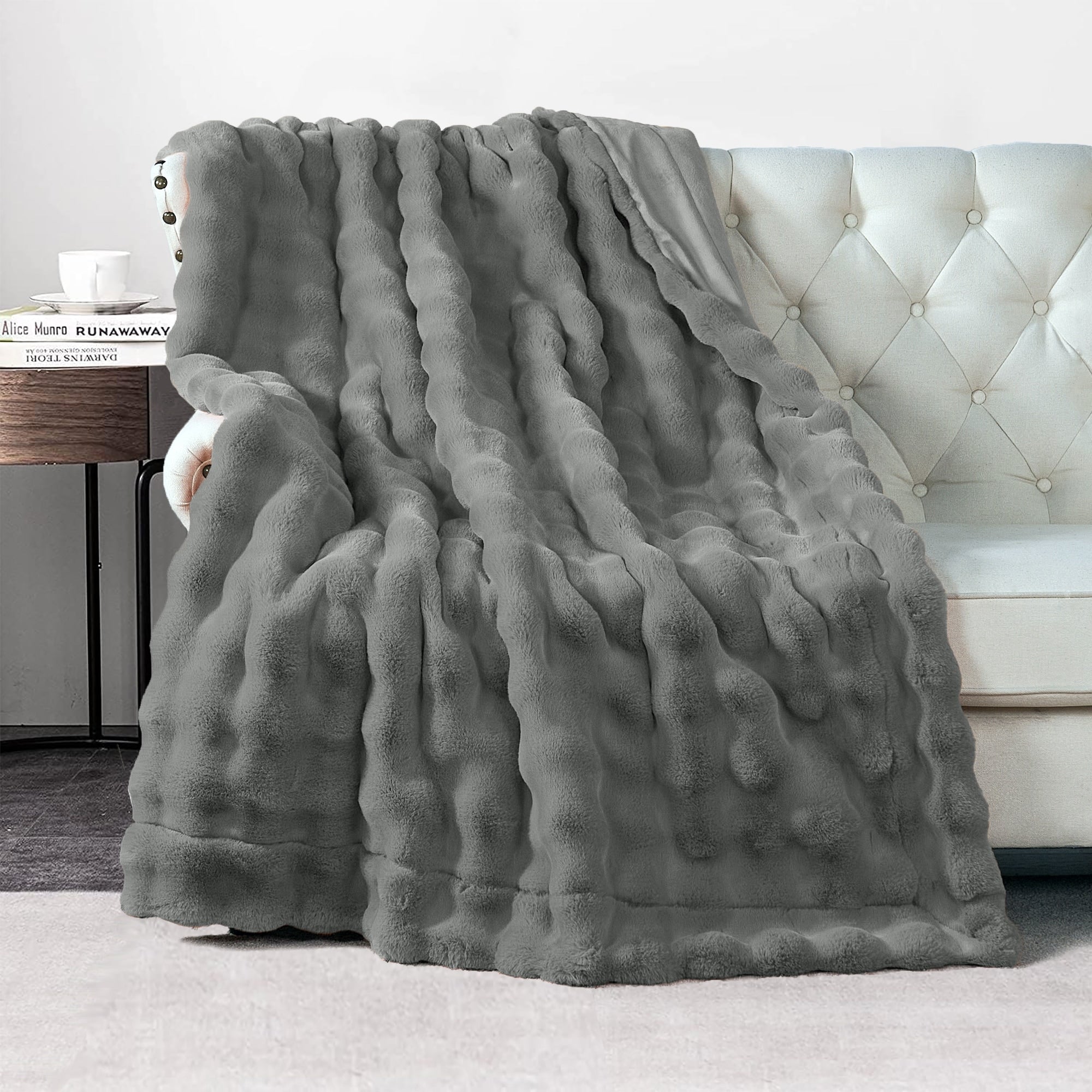 Home Soft Things Bubble Textured FauxFur Throw Cozy Soft Blankets