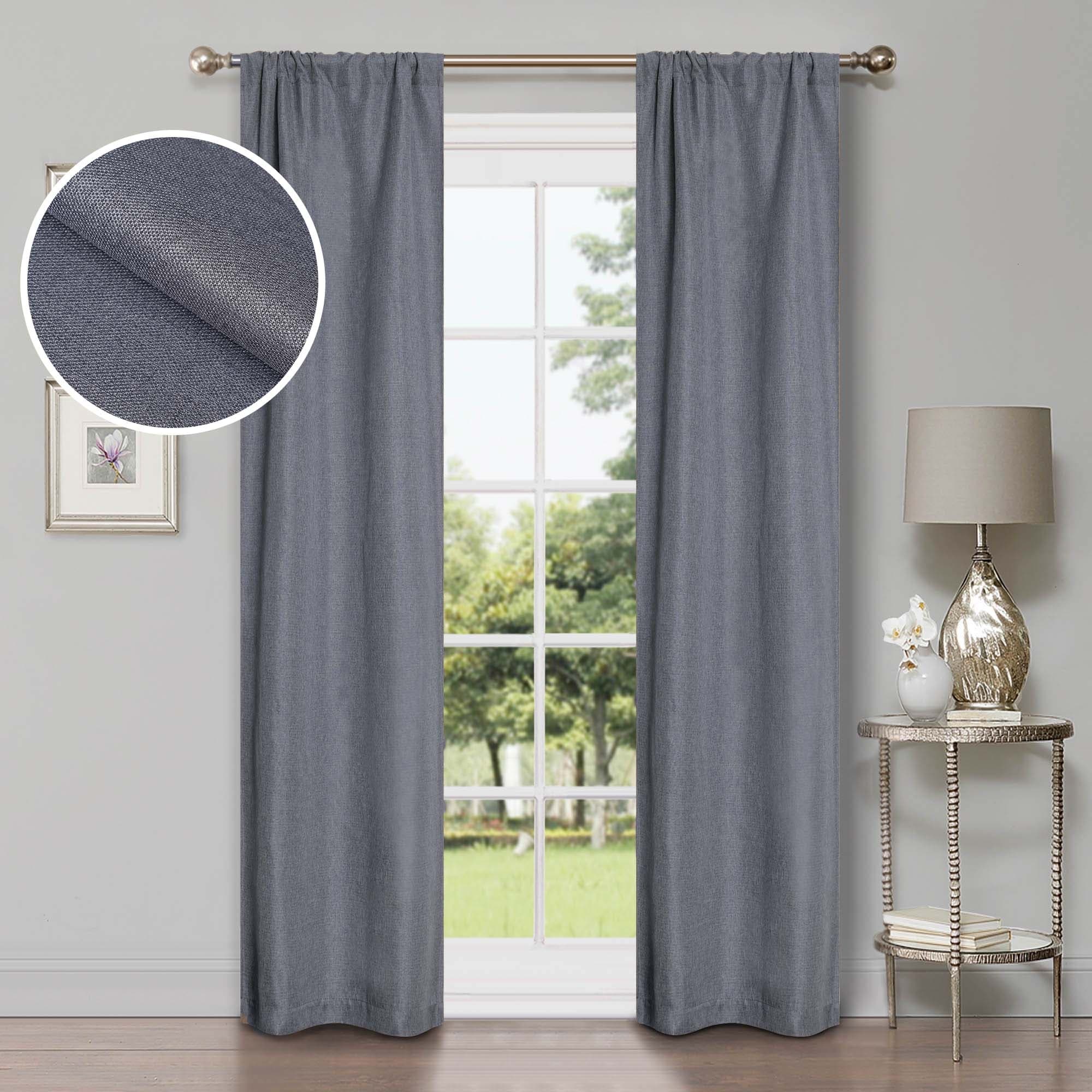 Superior Classic Linen Pattern Room Darkening Blackout Curtains, Rod Pocket or Grommets, Set of 2