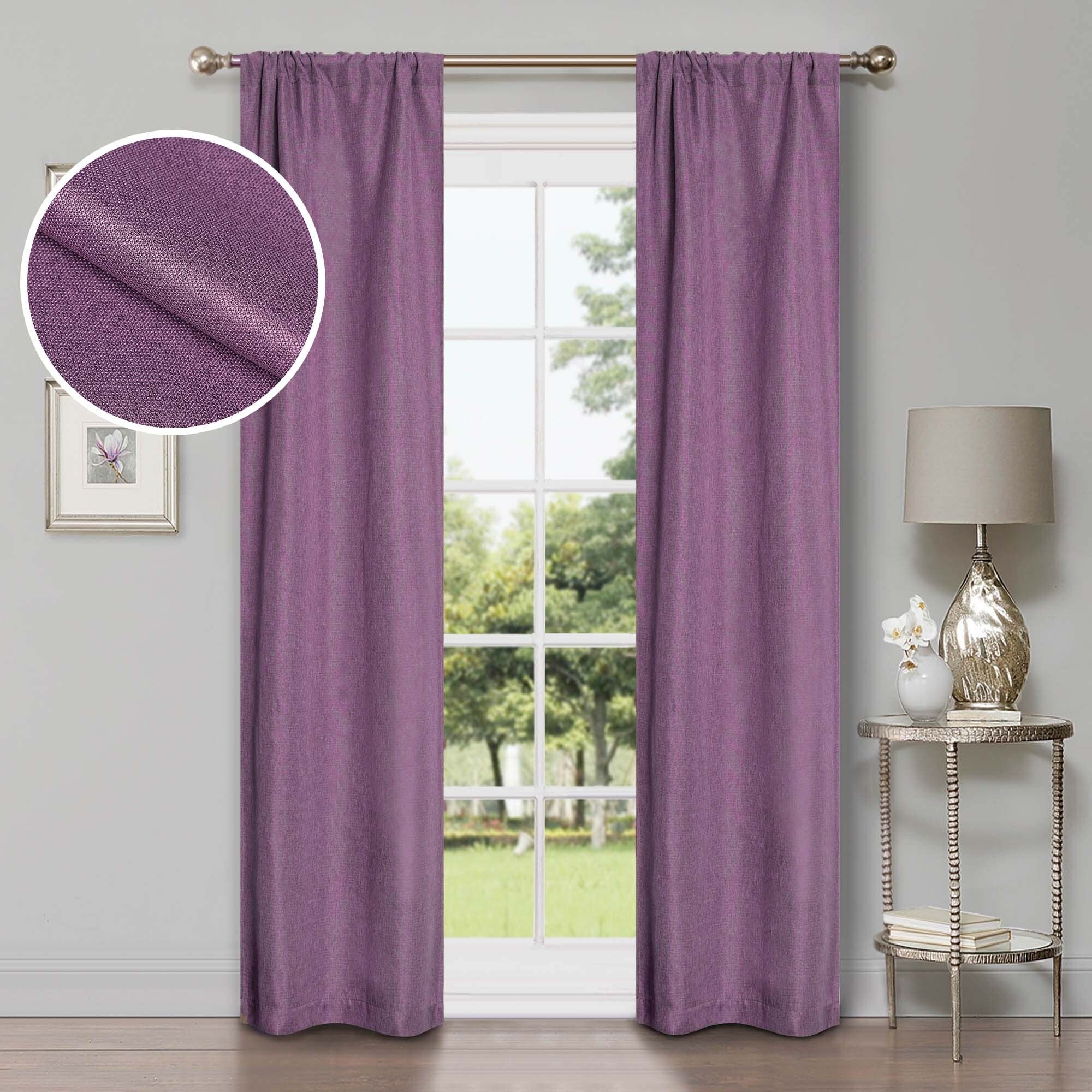 Superior Classic Linen Pattern Room Darkening Blackout Curtains, Rod Pocket or Grommets, Set of 2