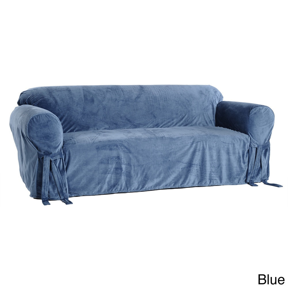 Classic Slipcovers Microfiber Velvet Sofa Slipcover