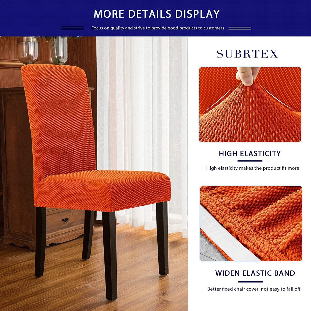 Subrtex 4 PCS Stretch Dining Chair Slipcover Textured Grain Cover